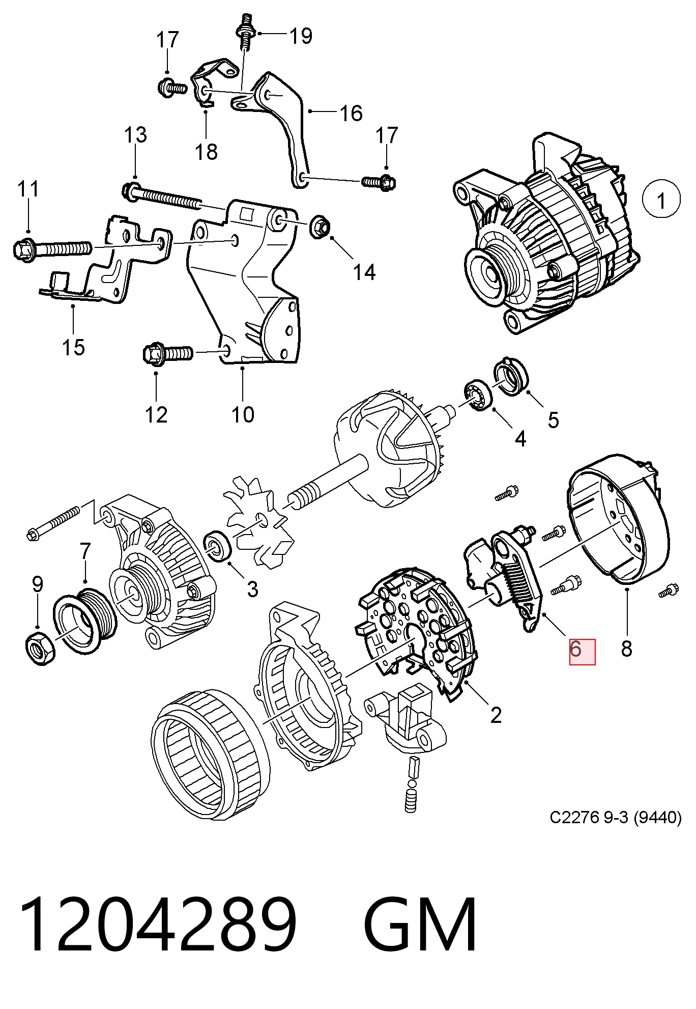 Regulador de voltaje del alternador 1204289 GM
