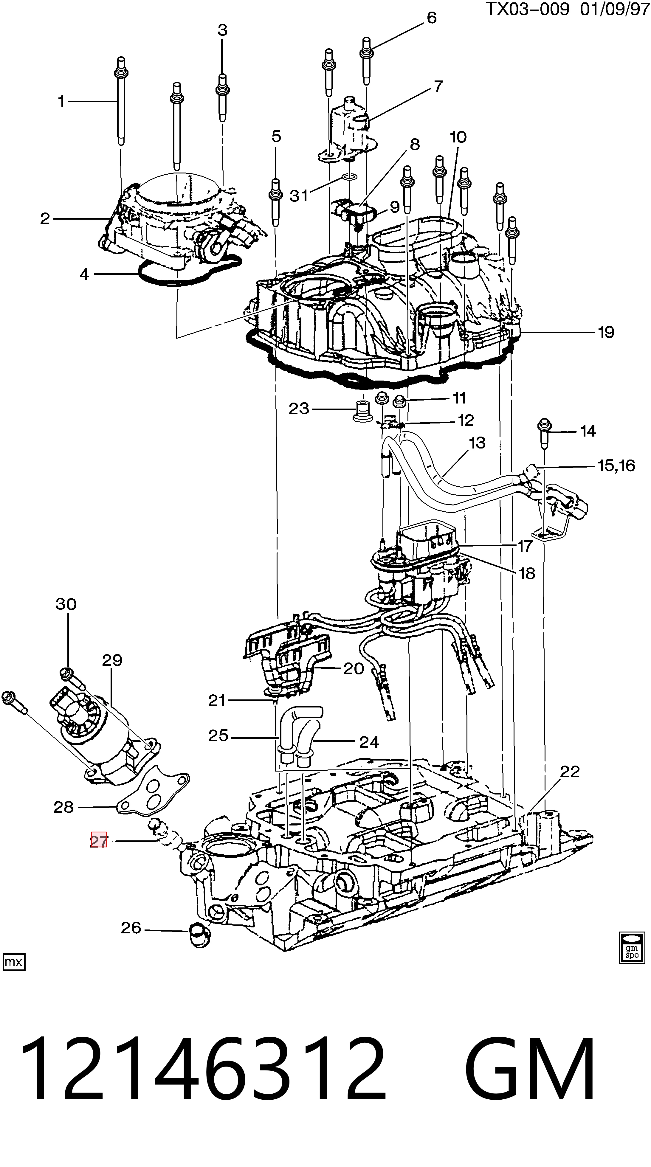 12146312 General Motors Sensor temperatura refrigerante
