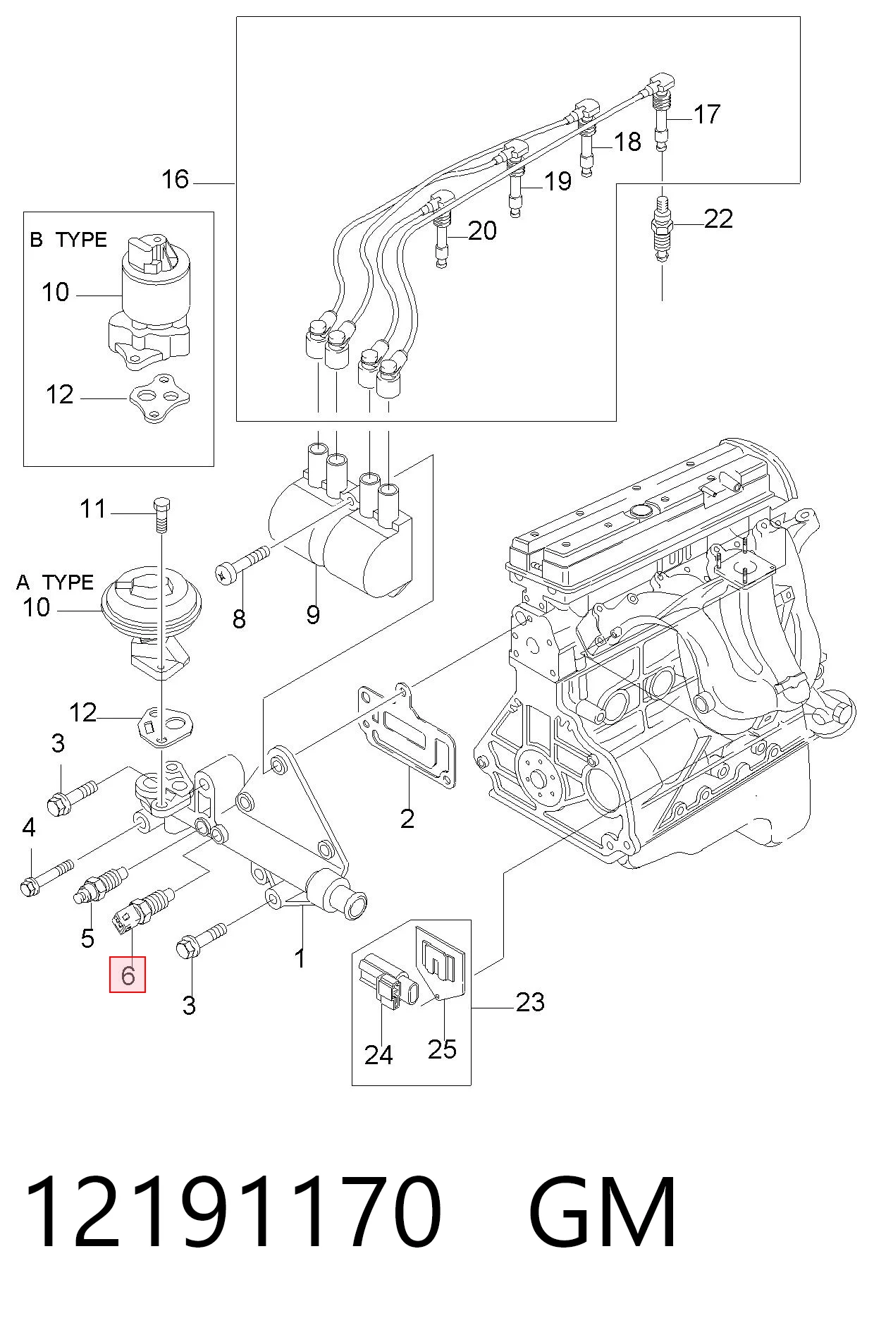 12191170 General Motors Sensor temperatura refrigerante