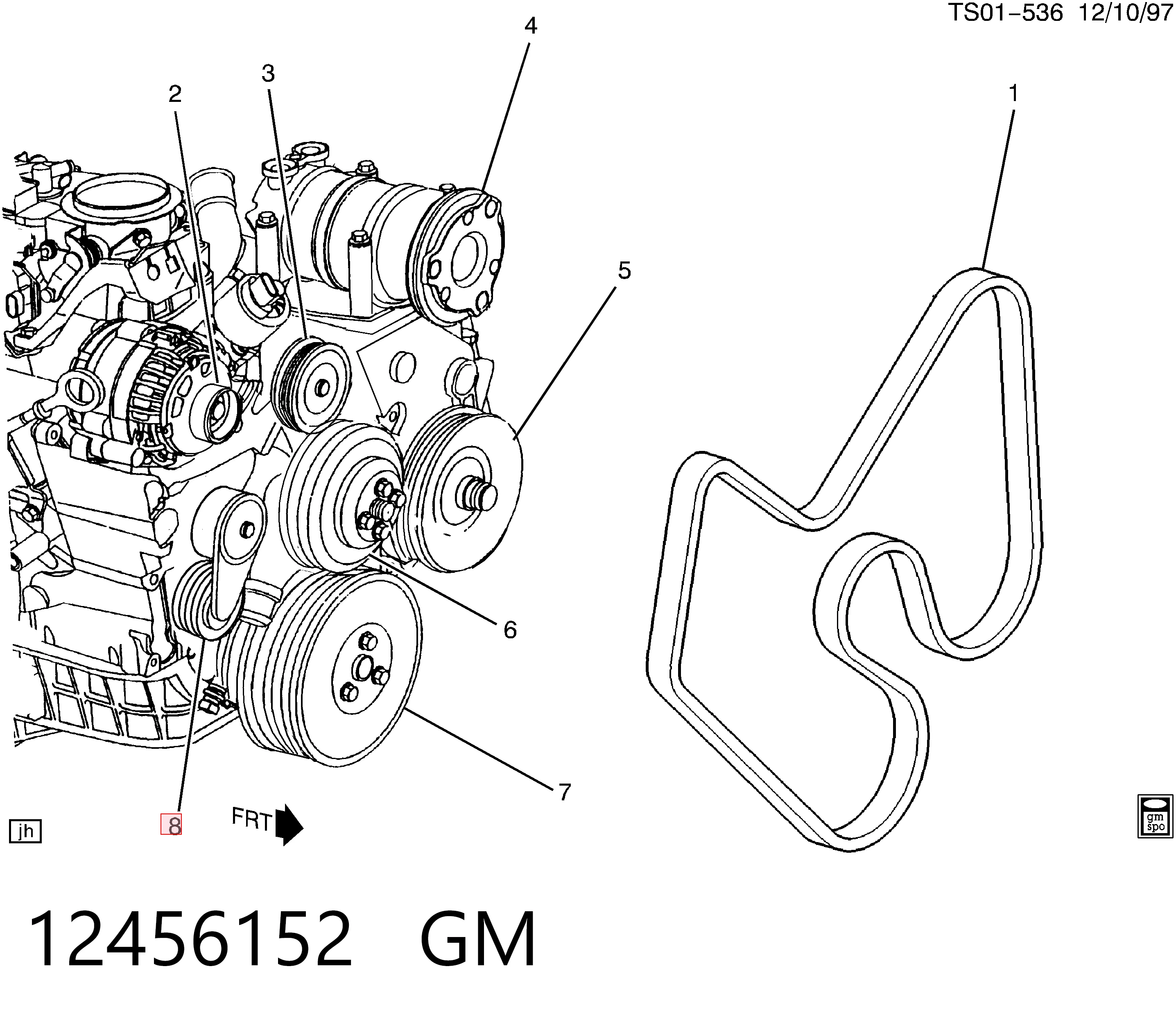 12456152 General Motors Tensor de correa de alternador
