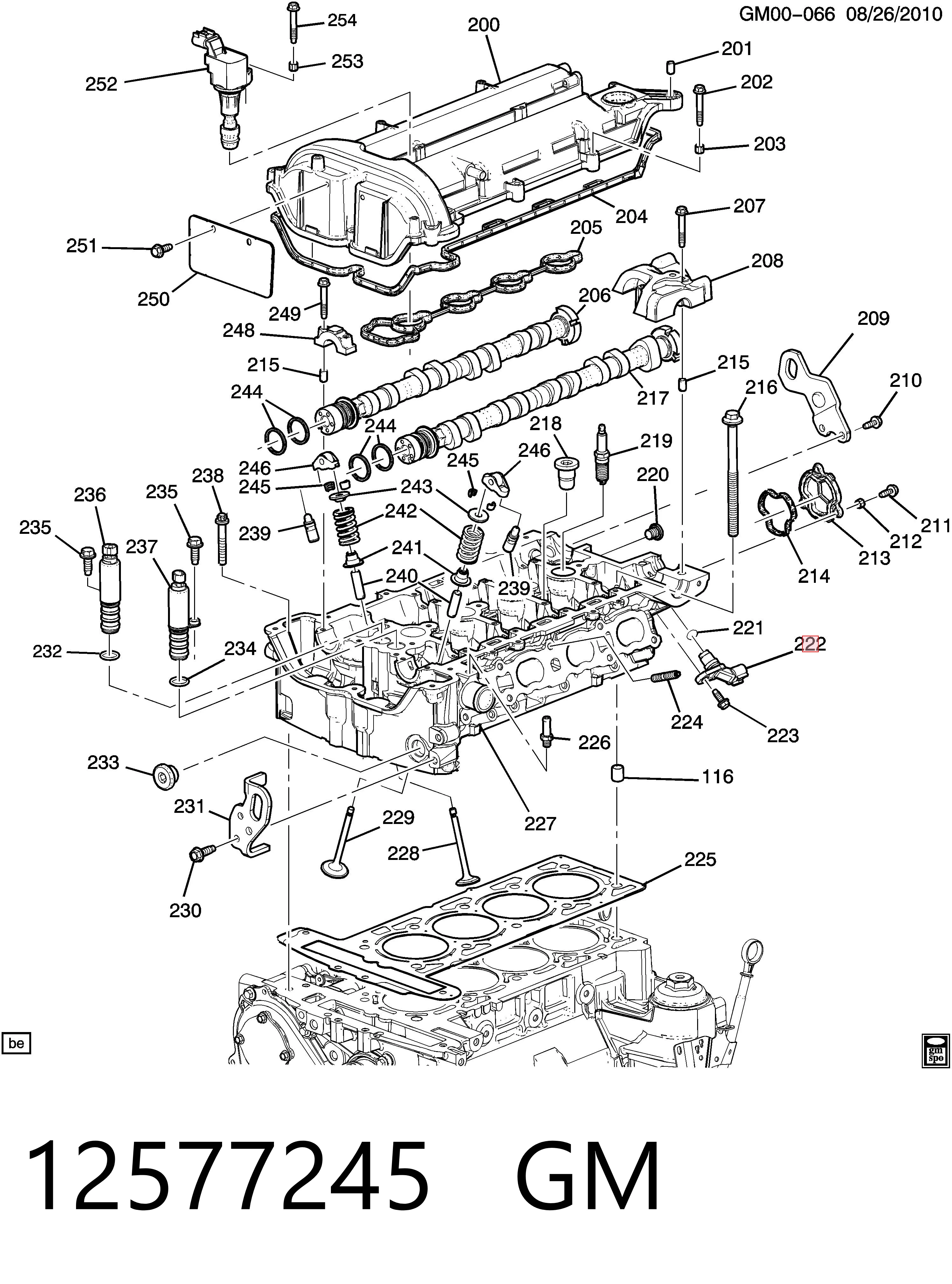 12577245 General Motors Sensor posición arbol de levas
