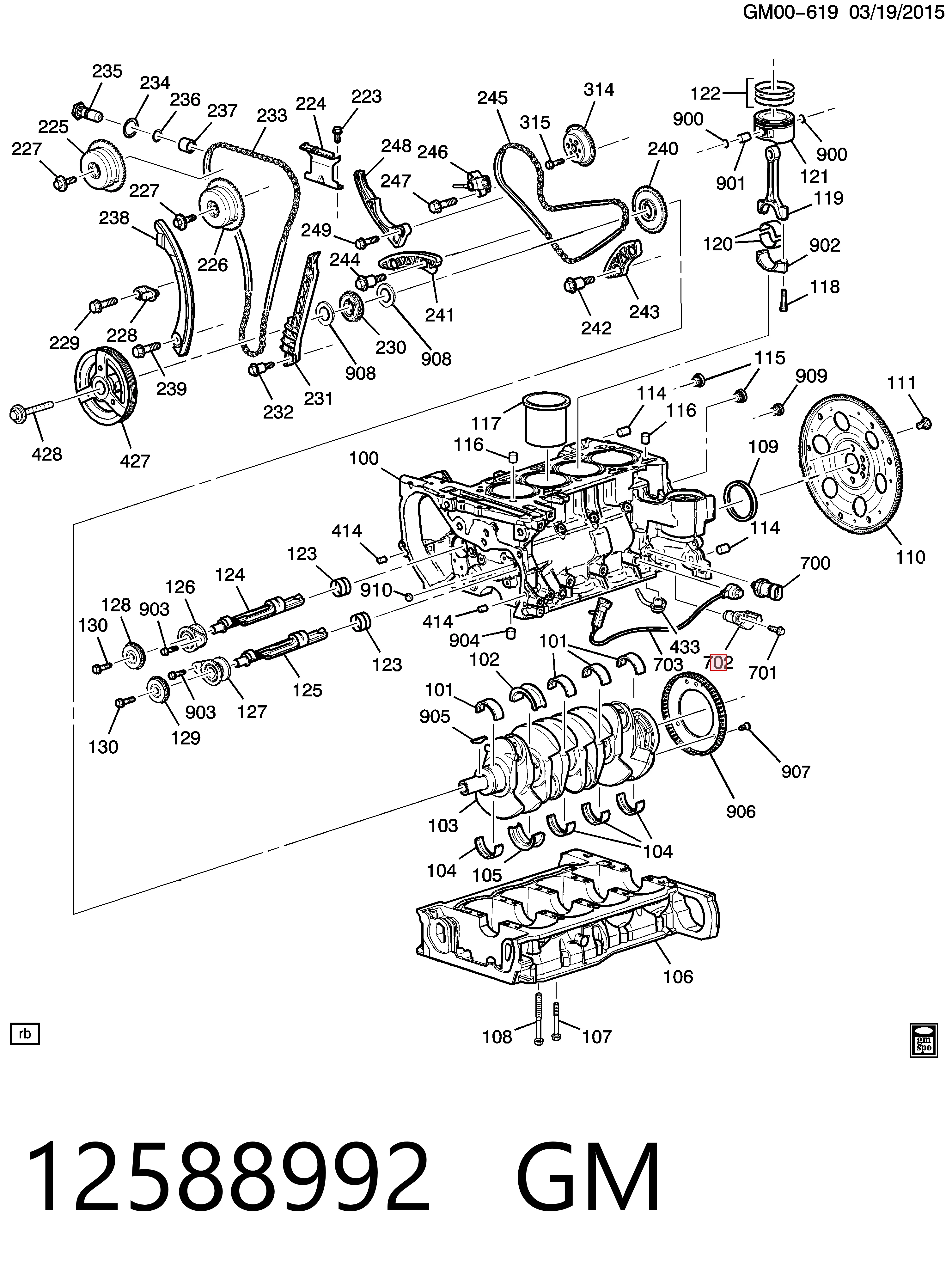 12588992 General Motors Sensor de posición del cigüeñal