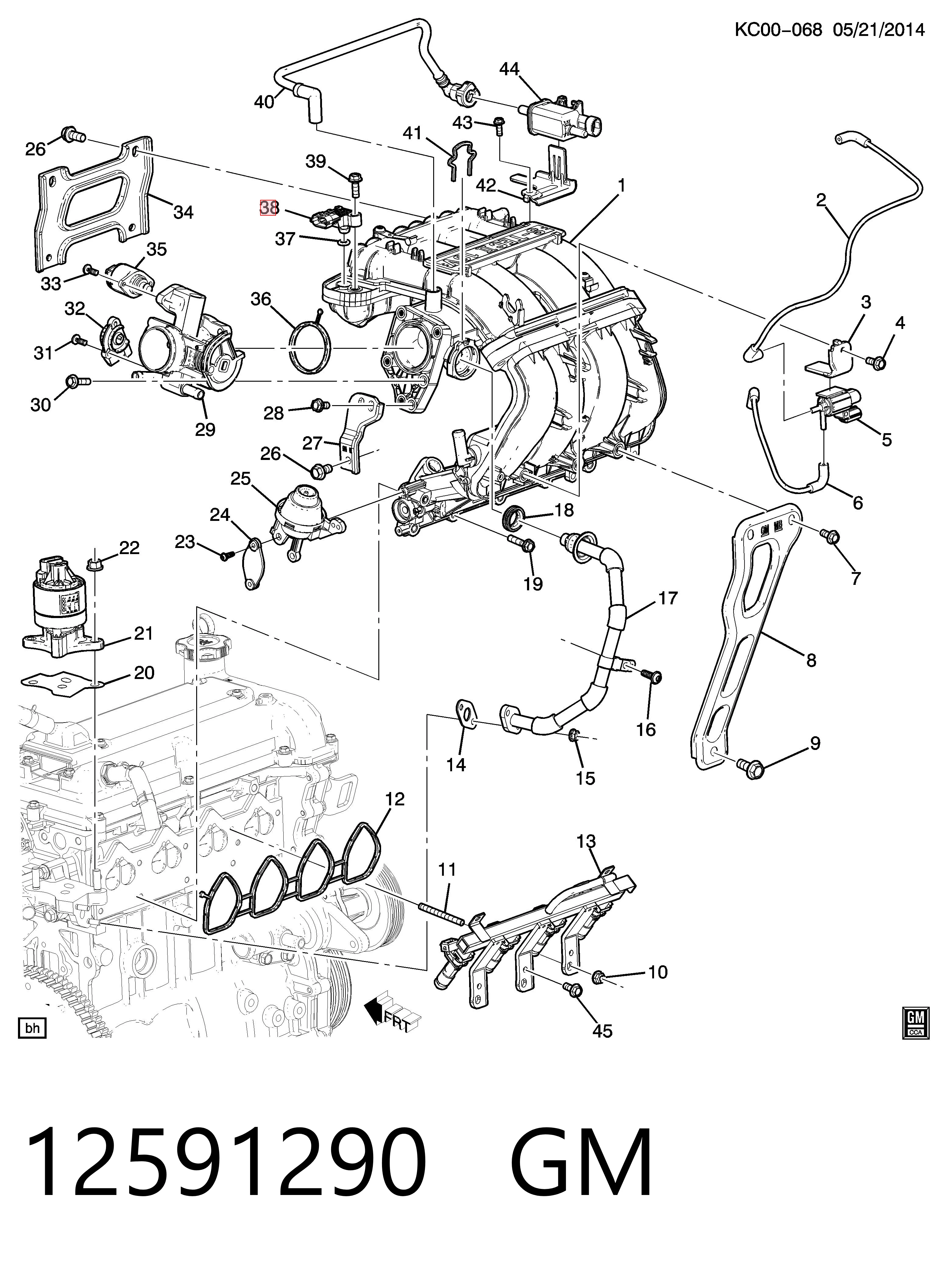 12591290 General Motors Sensor, presión colector de admisión 