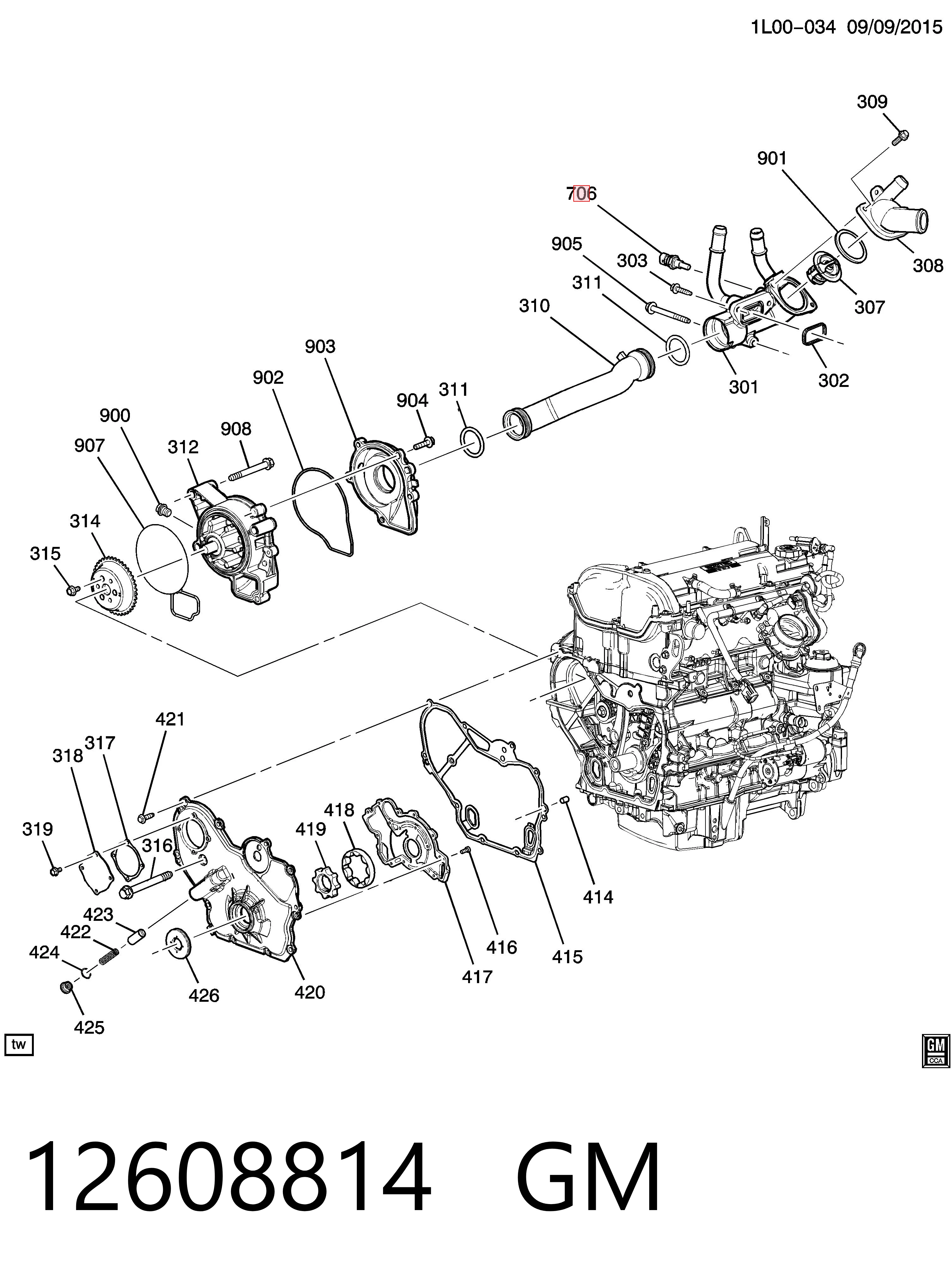 12608814 General Motors Sensor temperatura refrigerante