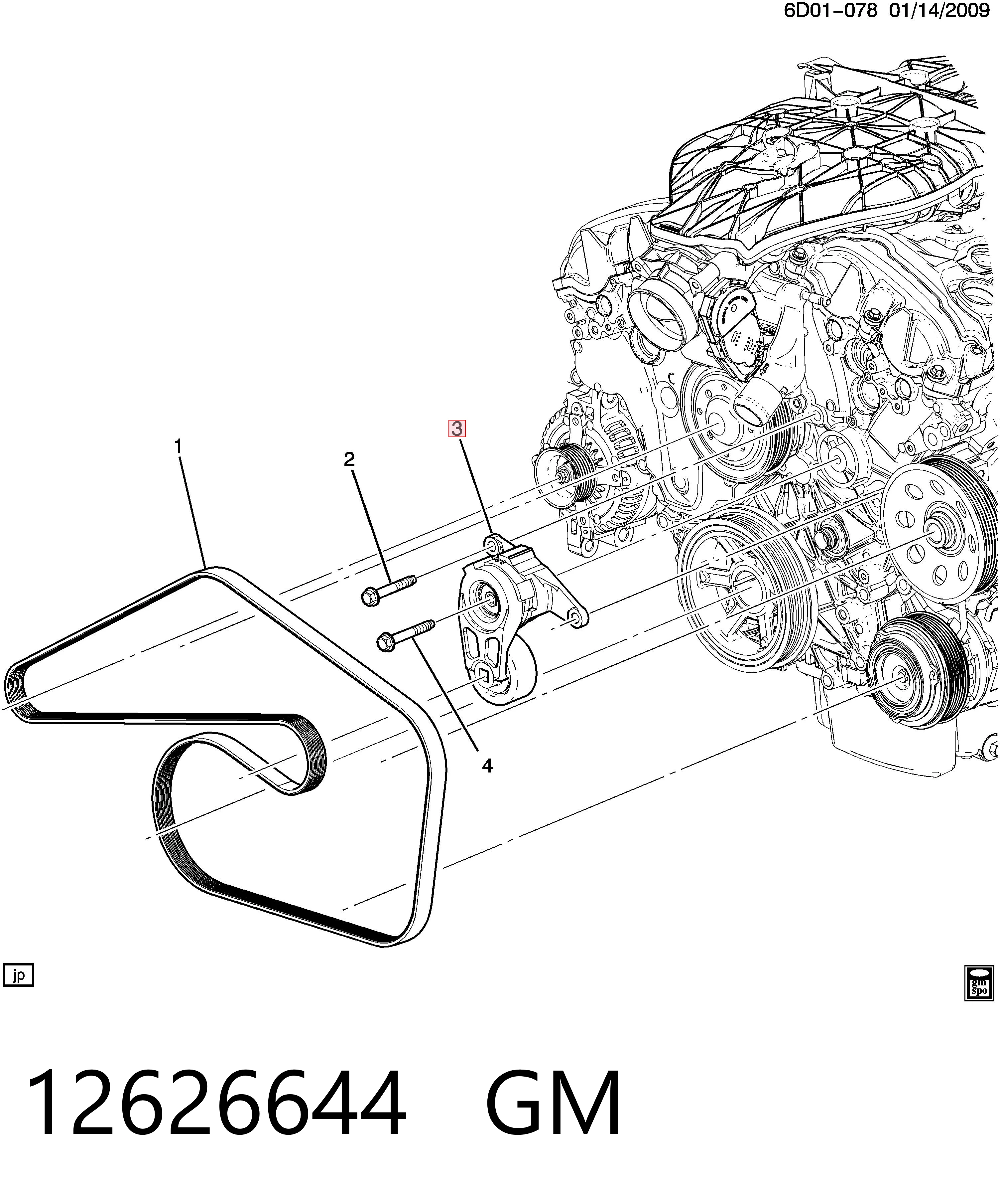 12626644 General Motors Tensor de correa de alternador
