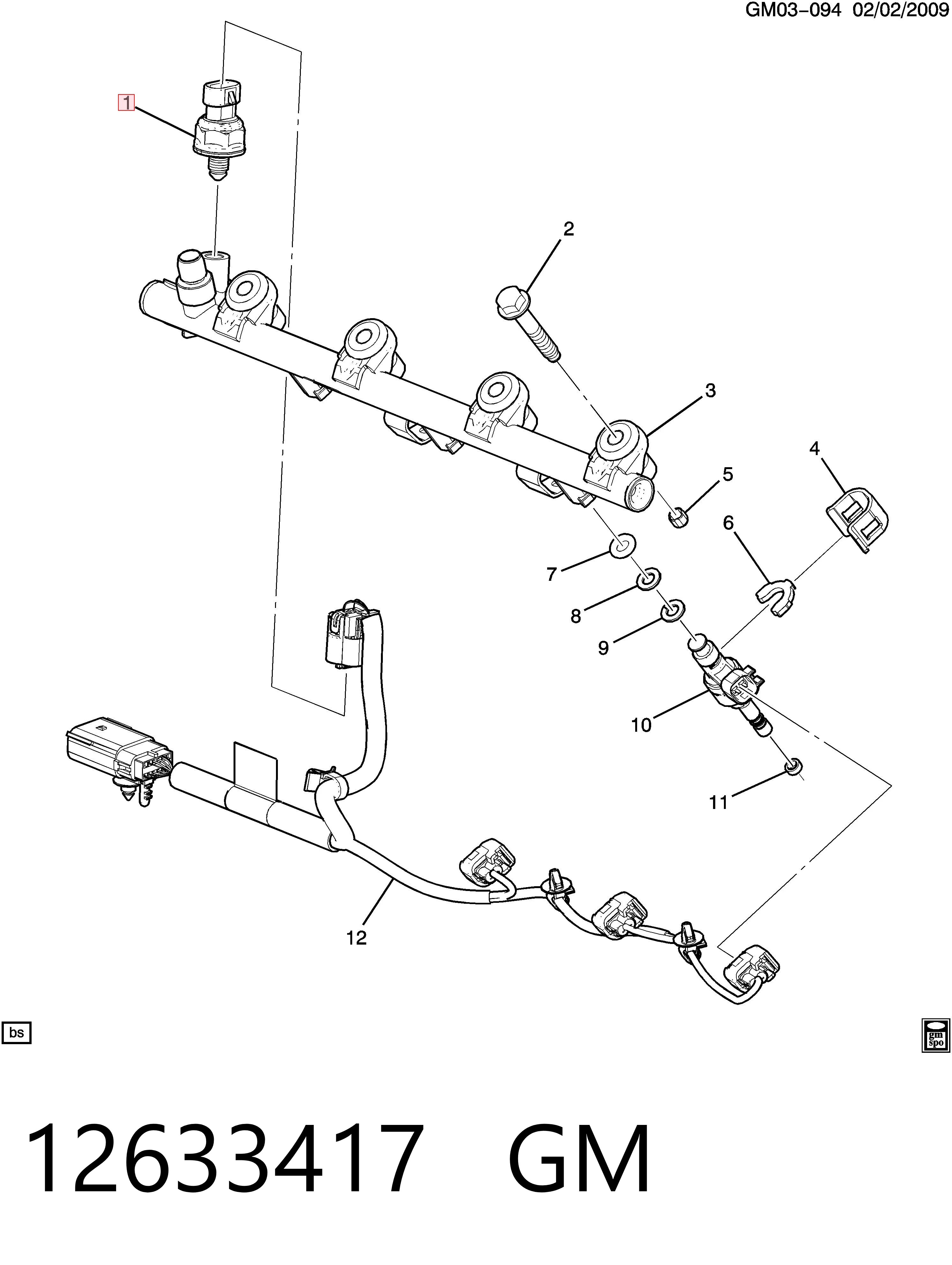 12633417 General Motors Sensor de presión de combustible