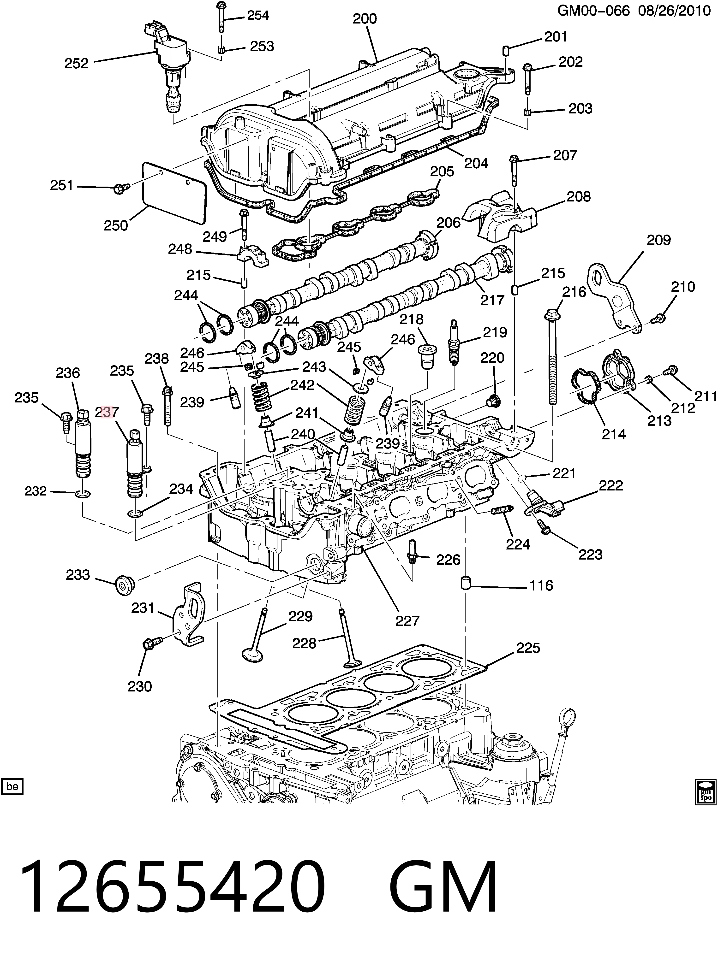 12655420 General Motors Válvula solenoide de posición del árbol de levas izquierda