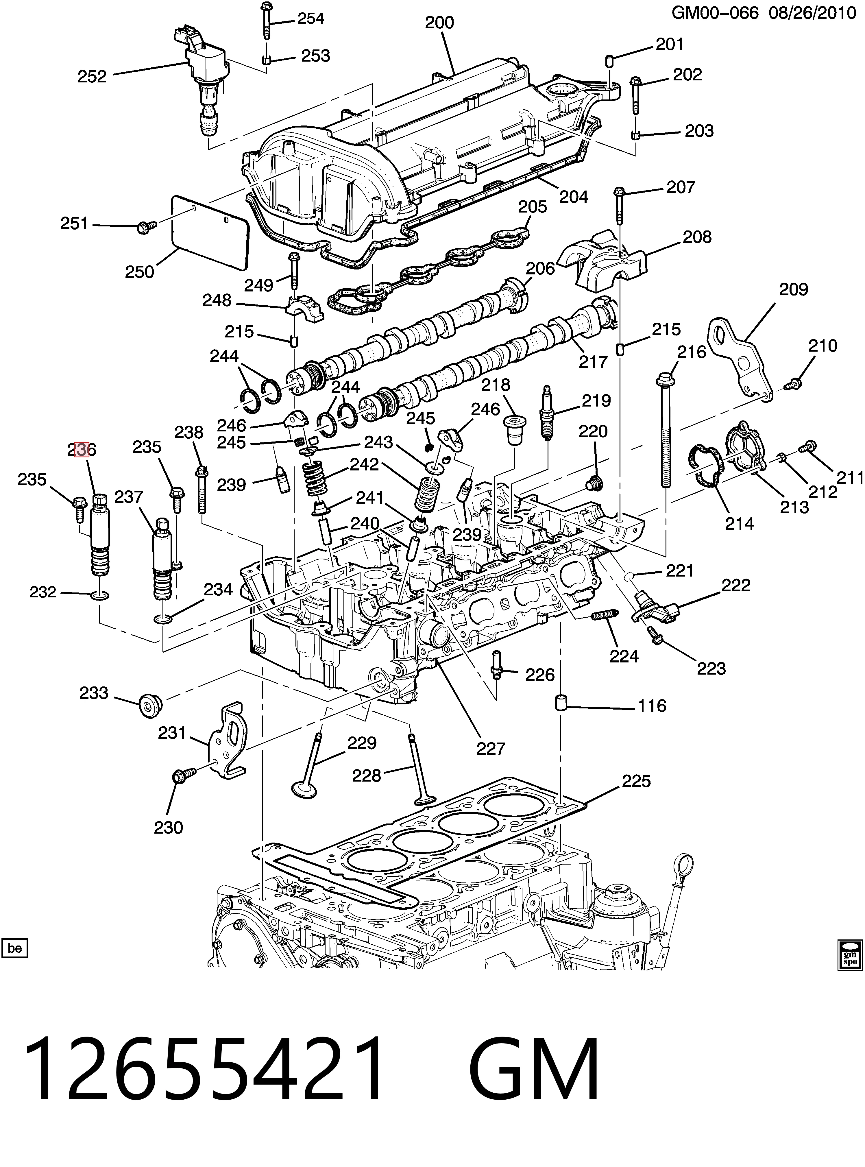 12655421 General Motors Válvula solenoide de posición del árbol de levas derecha