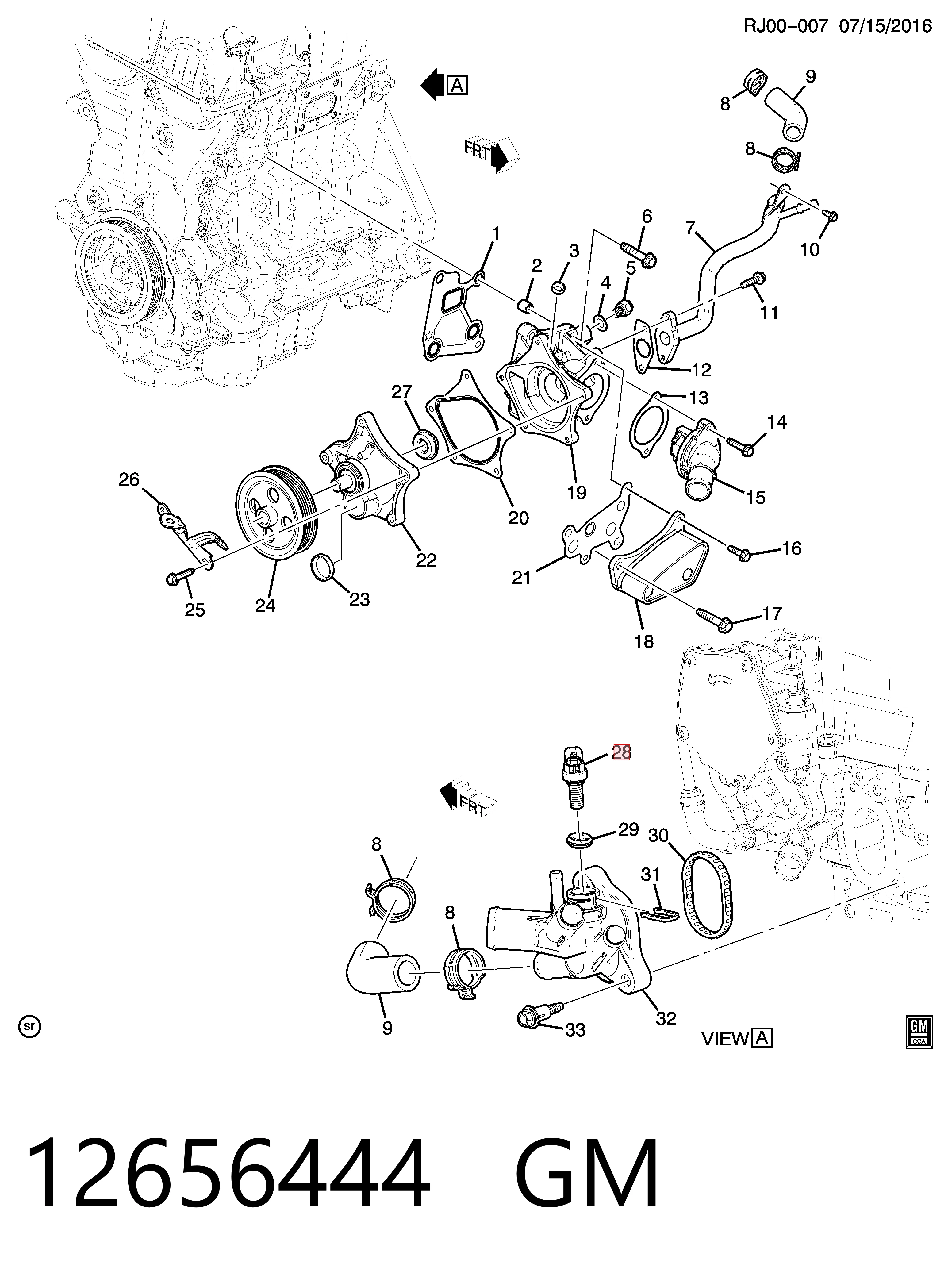 12656444 General Motors Sensor temperatura refrigerante