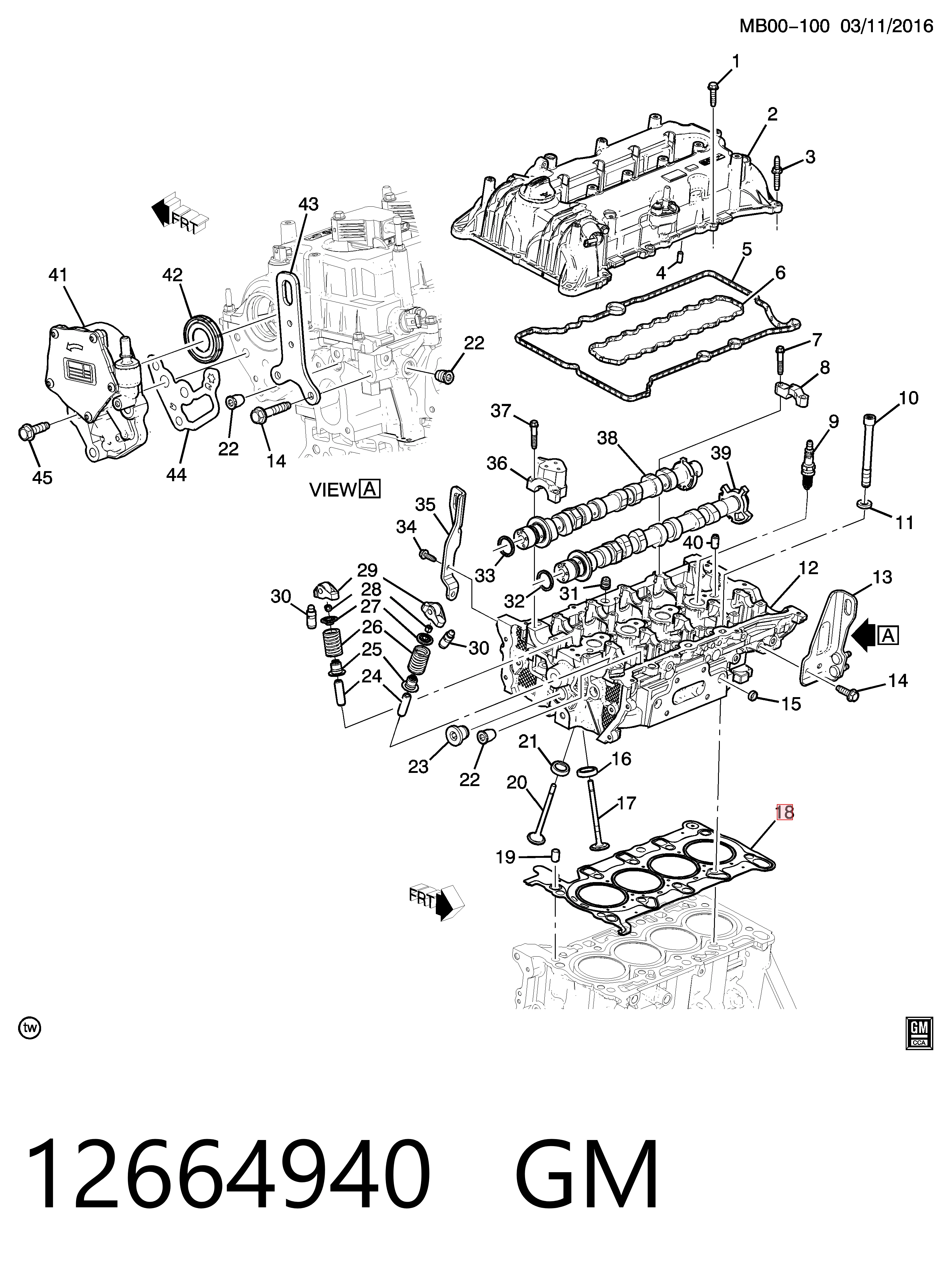 Empaquetadura de culata para Opel Astra K 