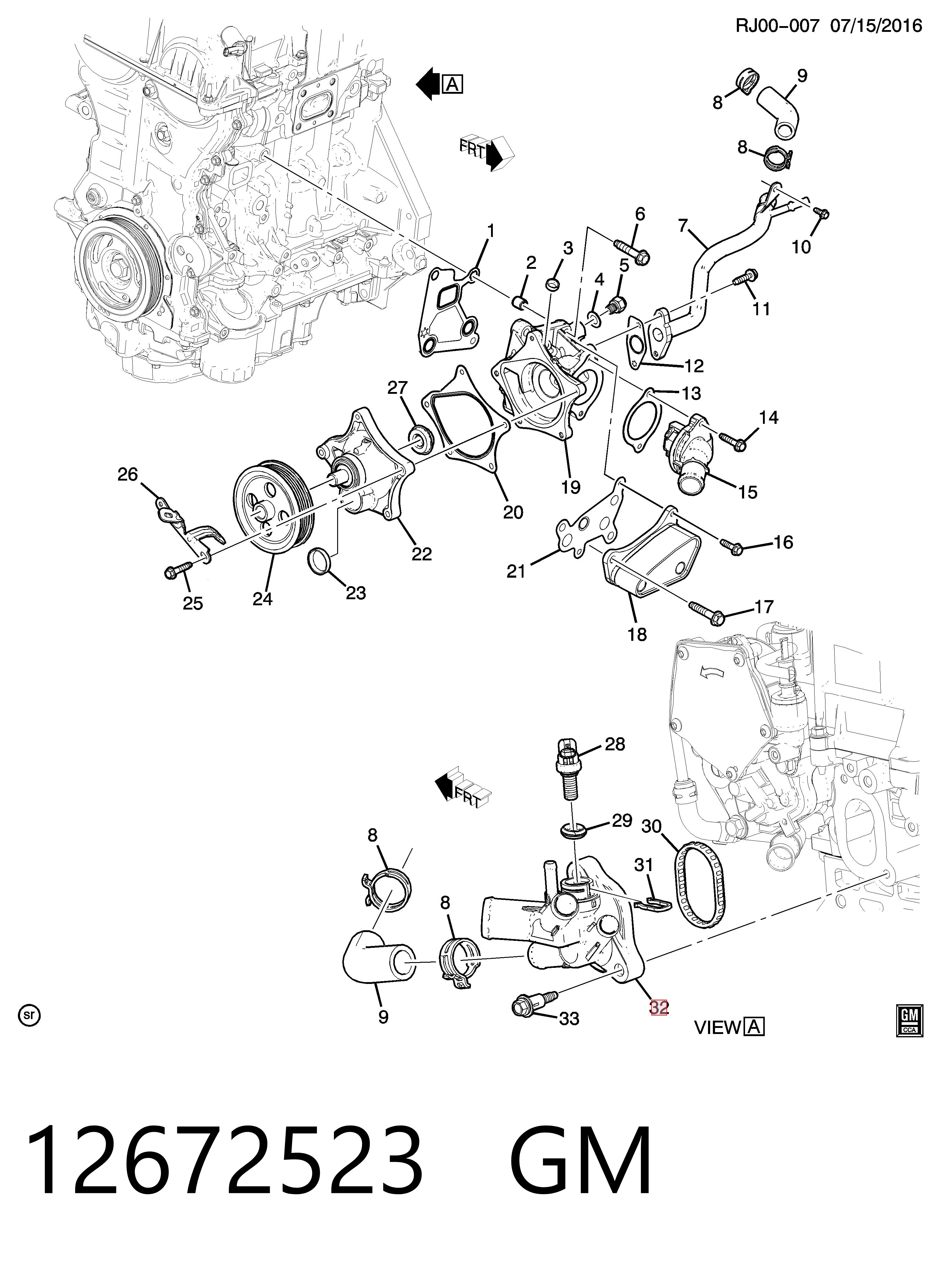 Cuello de llenado del sistema de refrigeración 12672523 GM