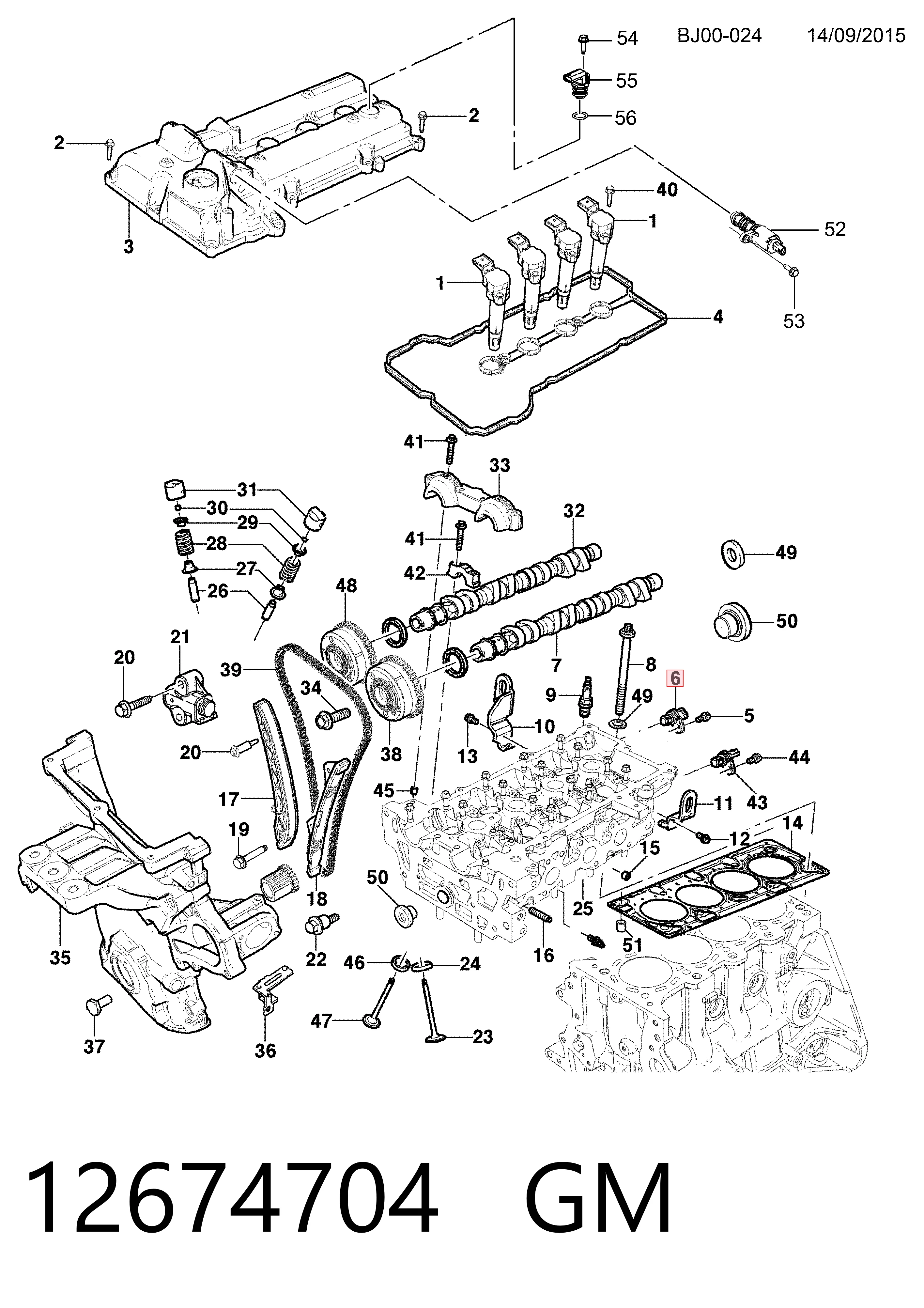12674704 General Motors Sensor posición arbol de levas