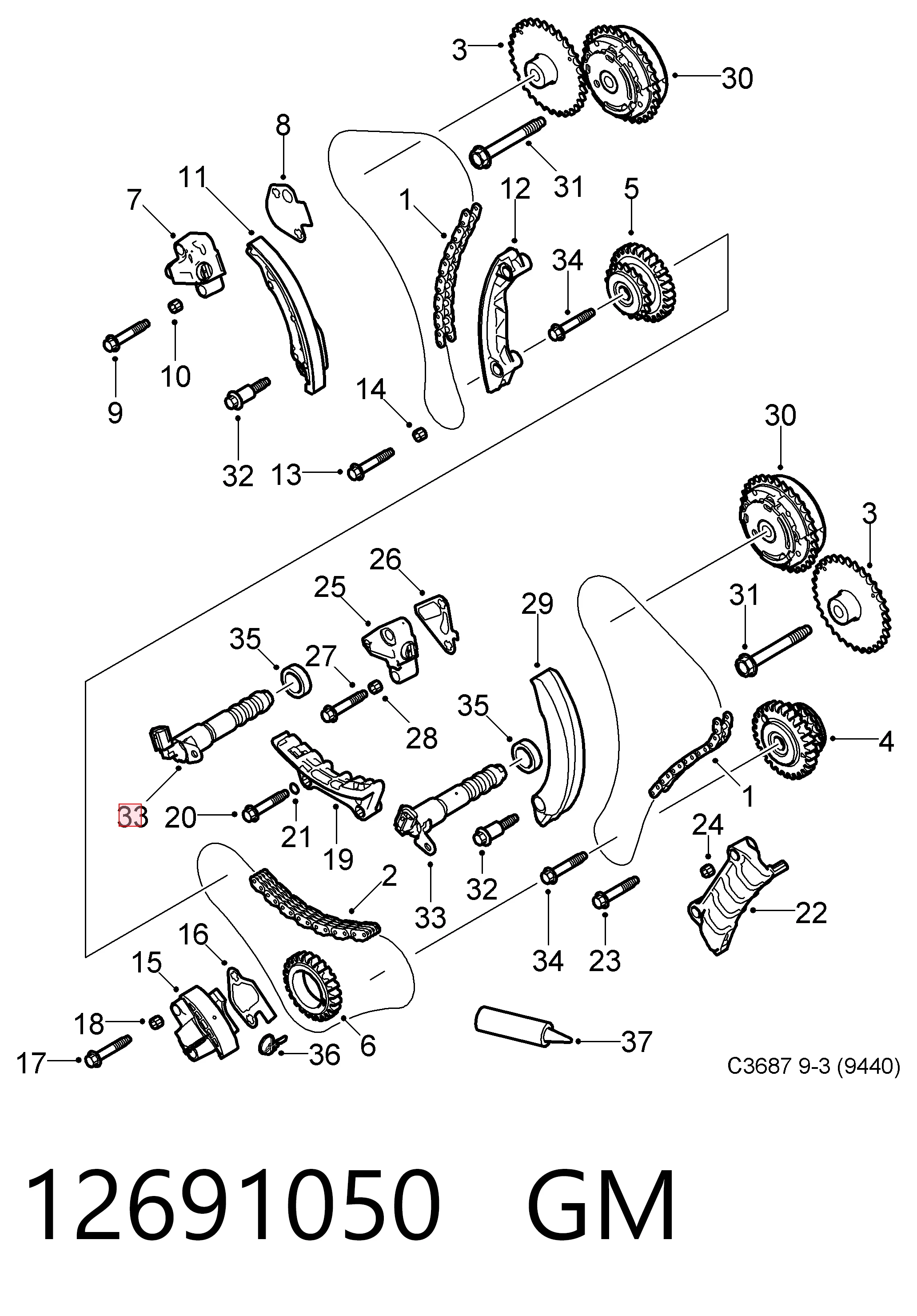 Válvula de control de aceite del árbol de levas Peugeot/Citroen 12691050