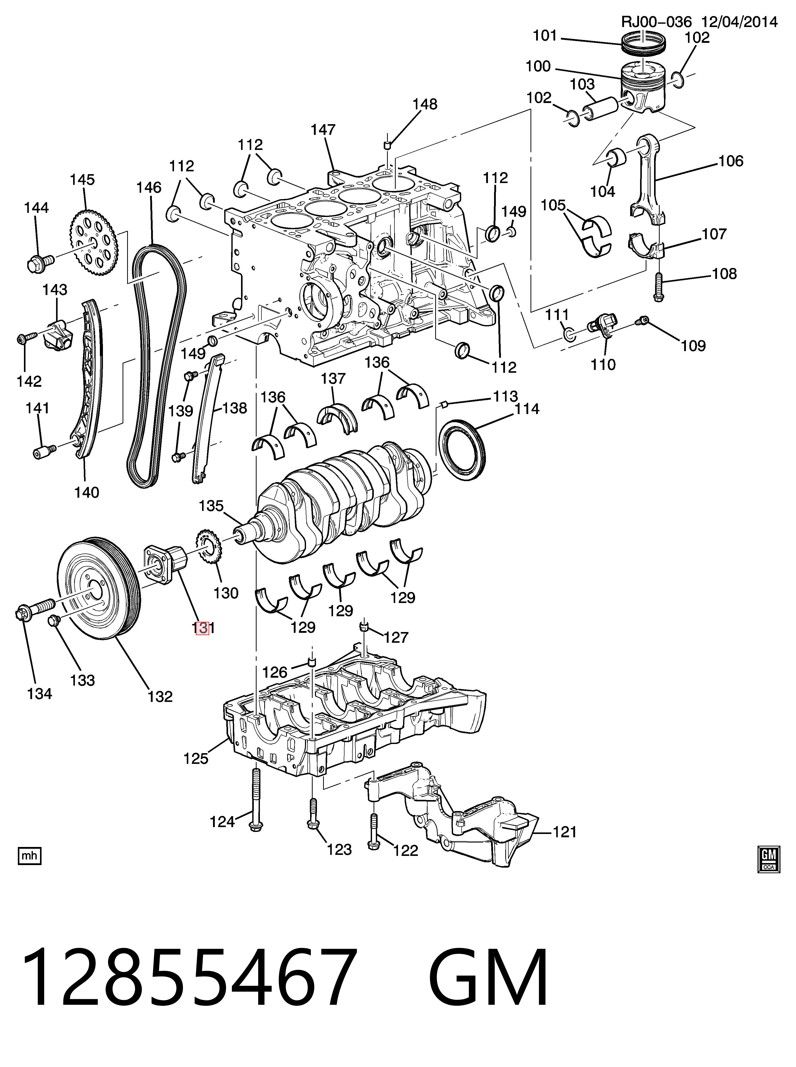 12855467 Peugeot/Citroen Perno de volante de inercia