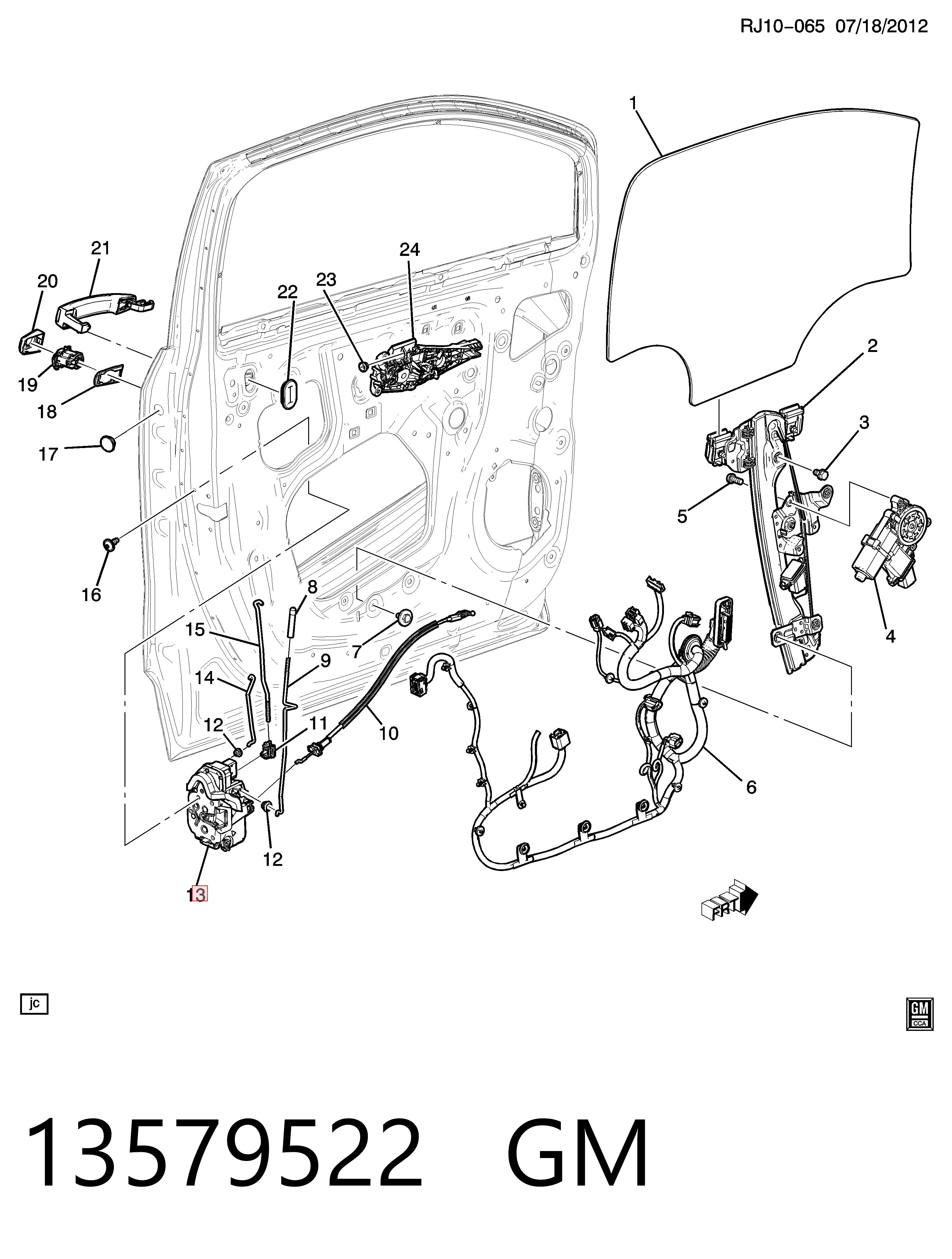 13579522 General Motors Cerradura de puerta