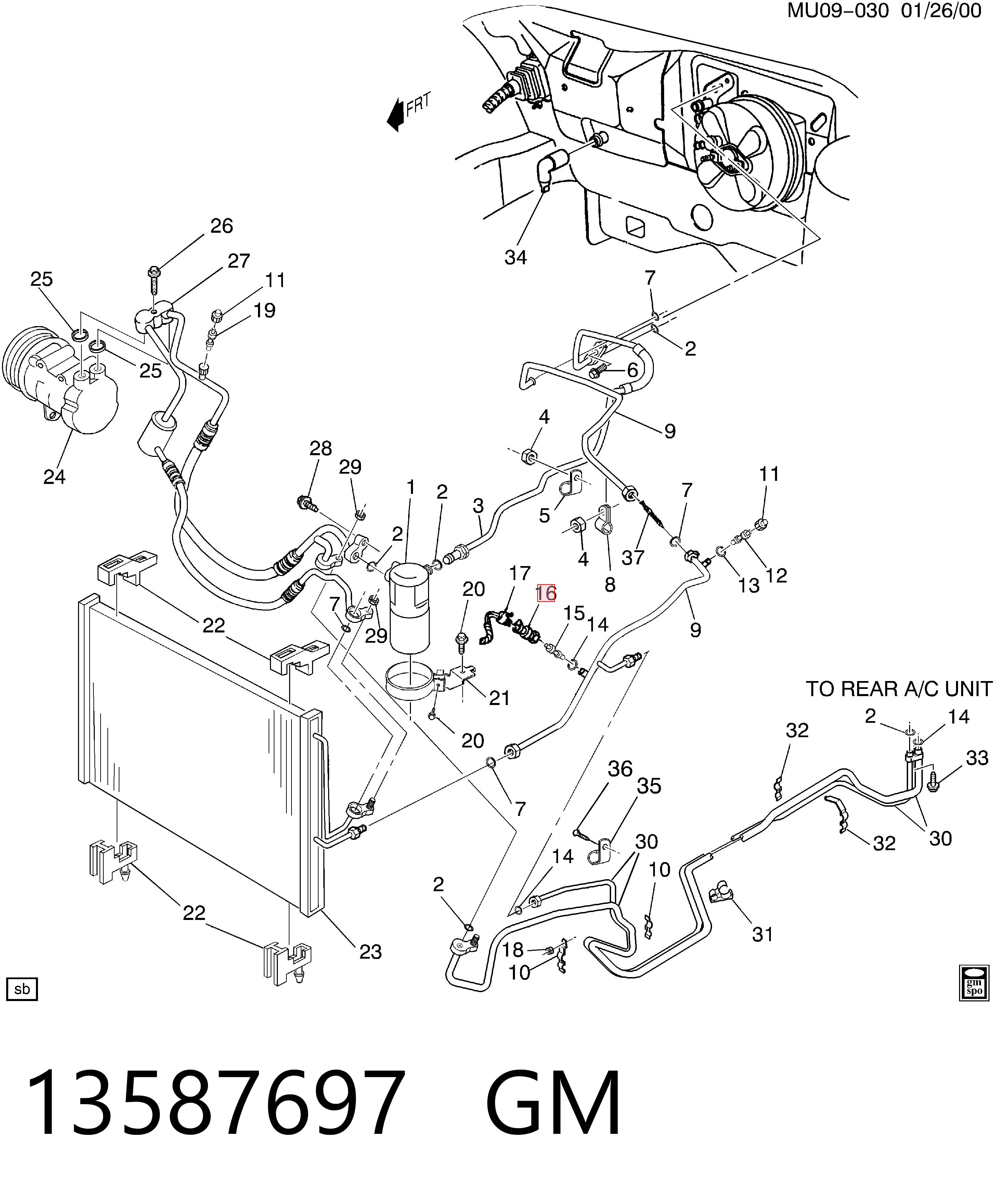 13587697 General Motors Sensor de baja presion aire acondicionado