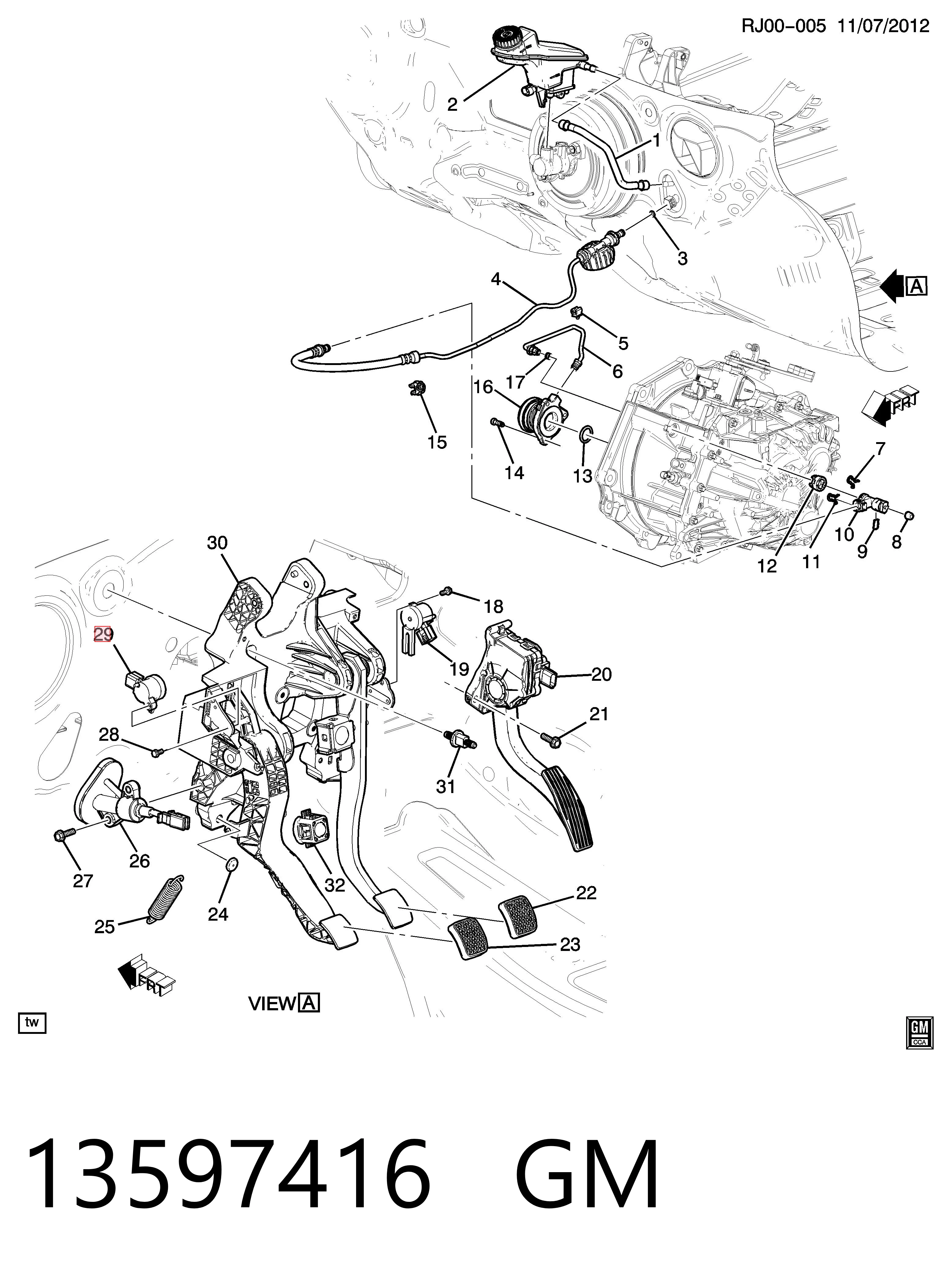 25894753 Peugeot/Citroen Sensor de posición del pedal de embrague