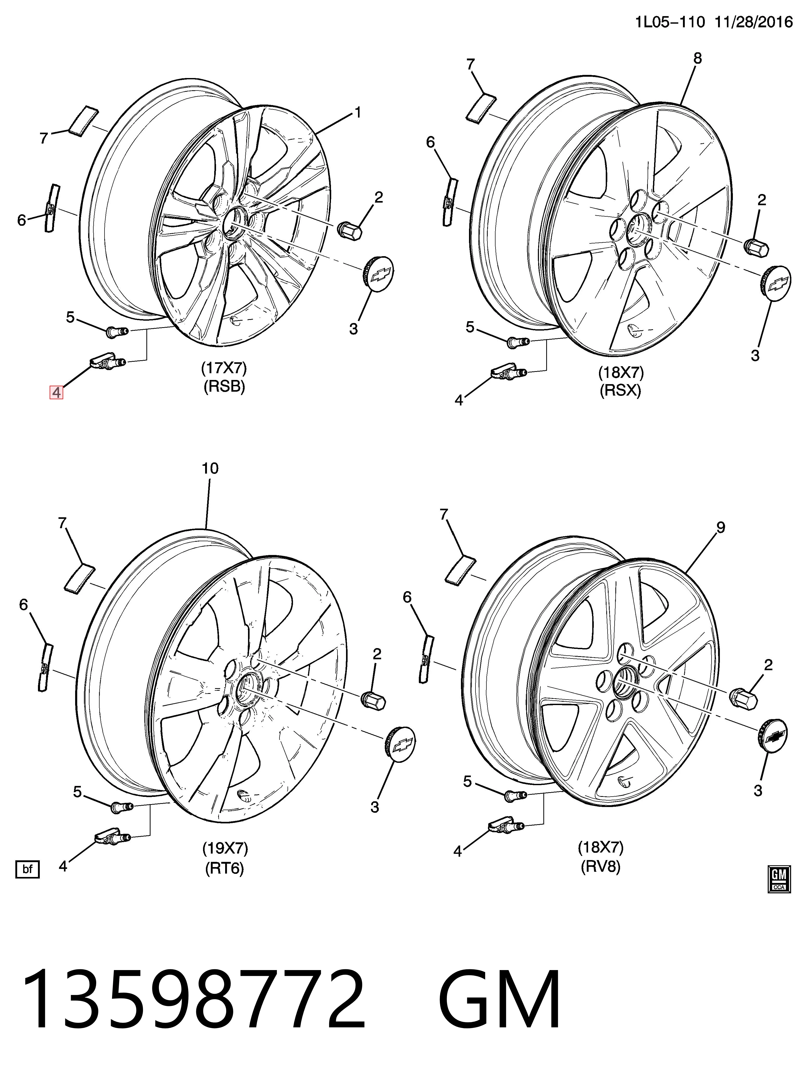 13598772 General Motors Sensor de presión de neumáticos (TPMS)