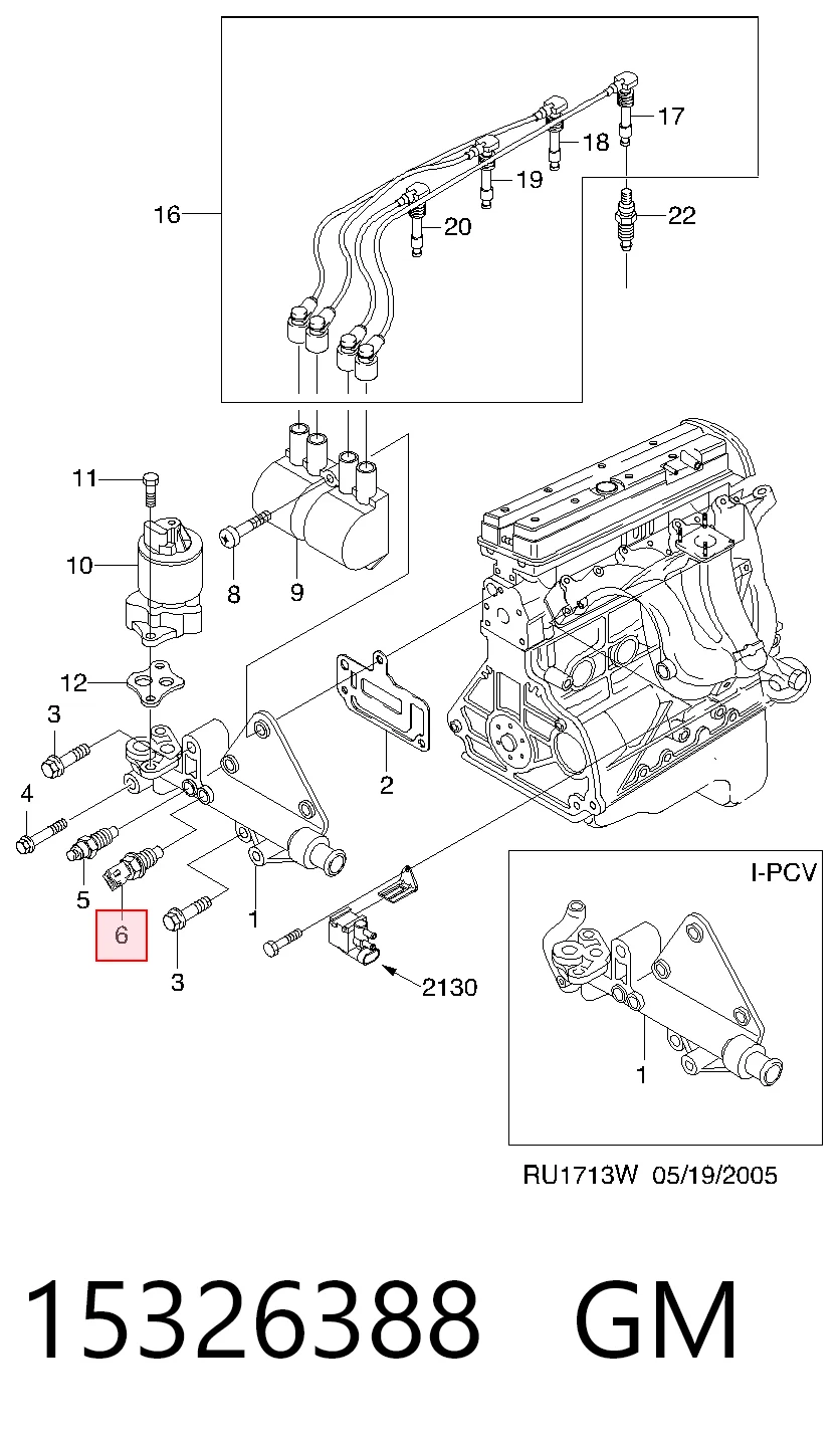 15326388 General Motors Sensor temperatura refrigerante