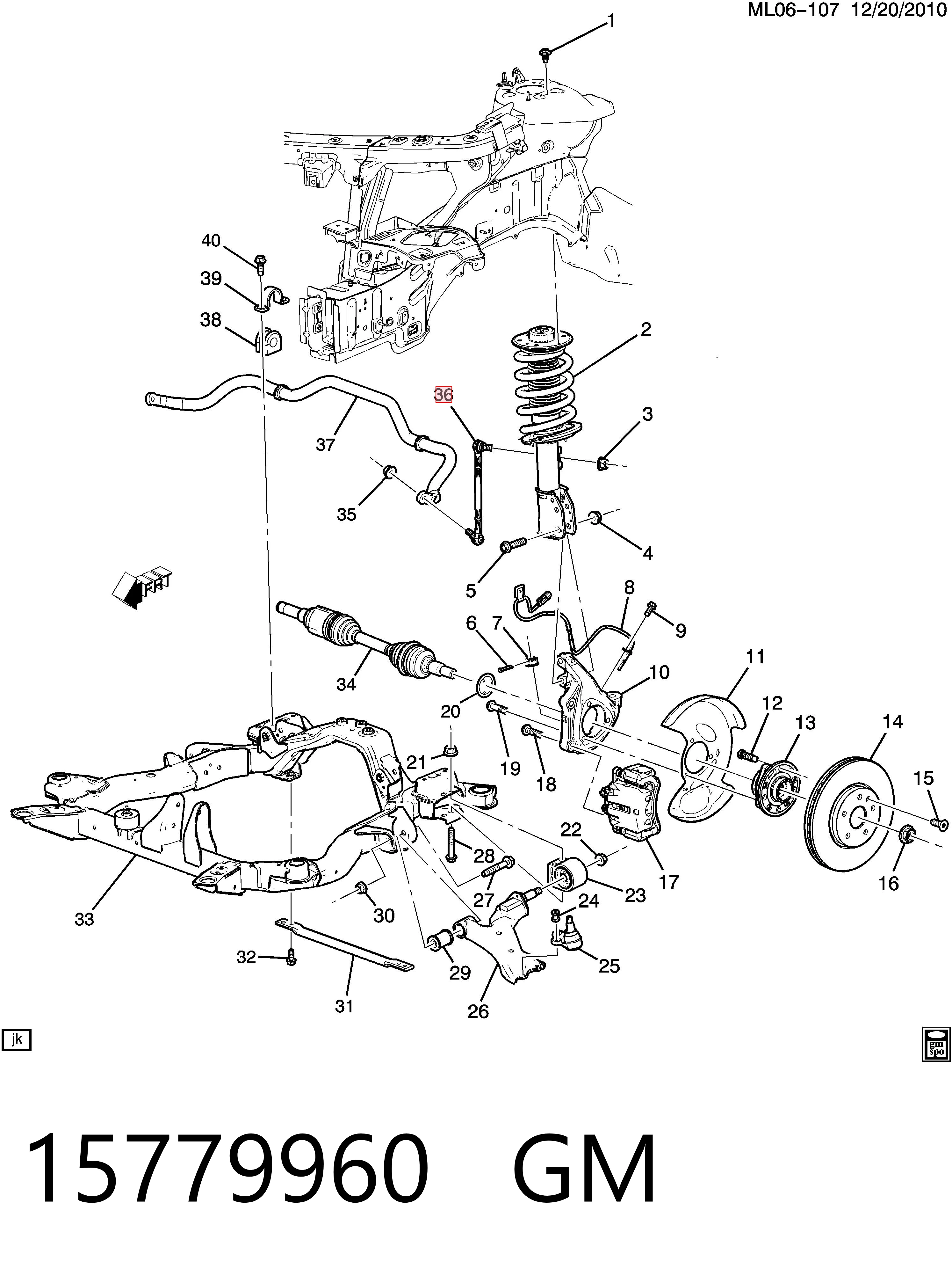 15779960 General Motors Bieleta estabilizadora delantera izquierda