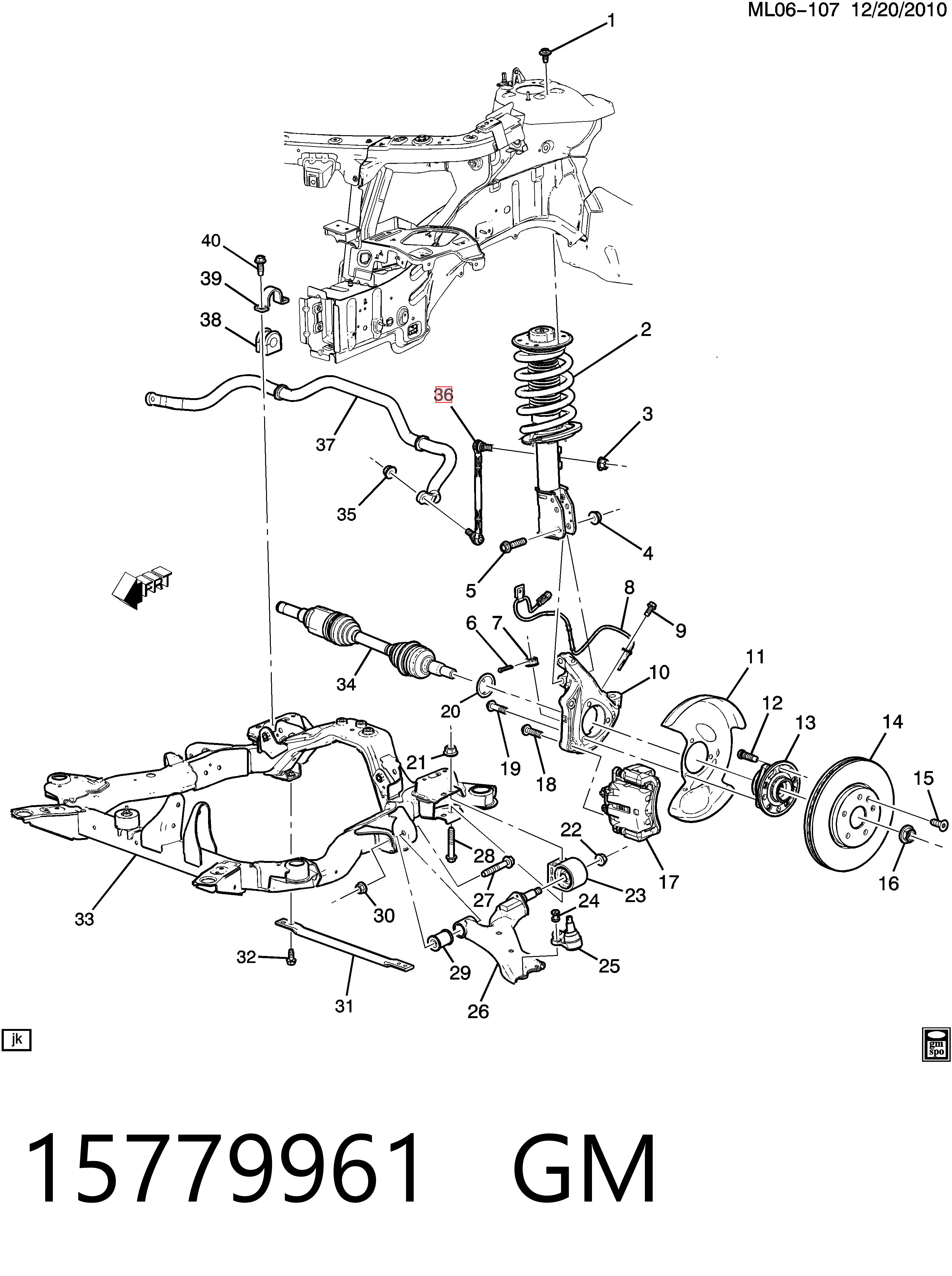 15779961 General Motors Bieleta estabilizadora delantera izquierda