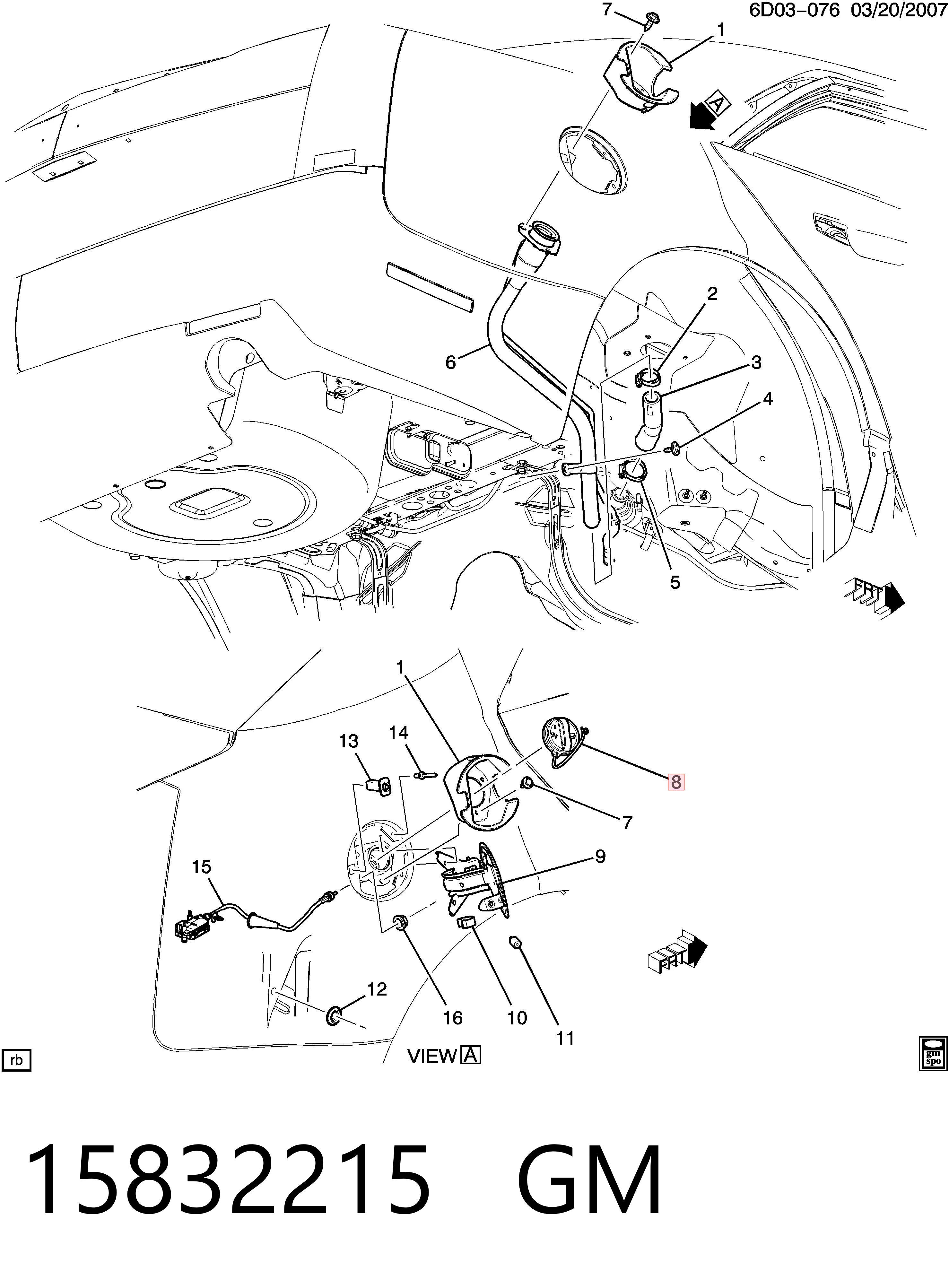 Tapón del depósito de combustible 15832215 GM