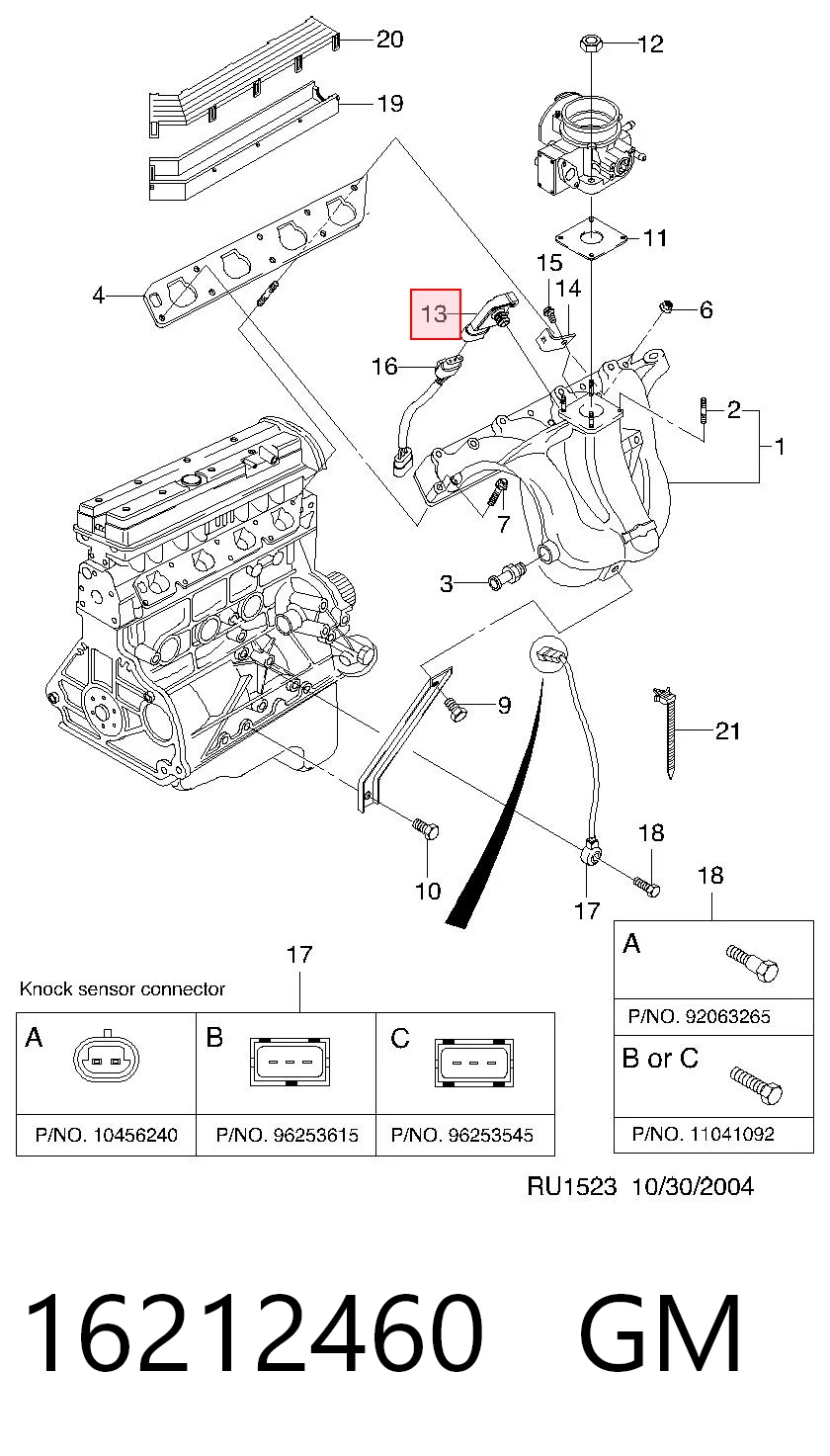 16212460 General Motors Sensor De Presion Del Colector De Admision