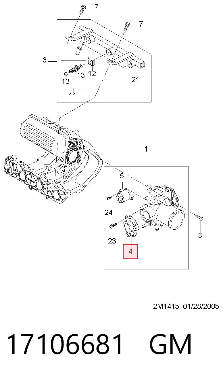 17106681 General Motors Sensor de posición del acelerador