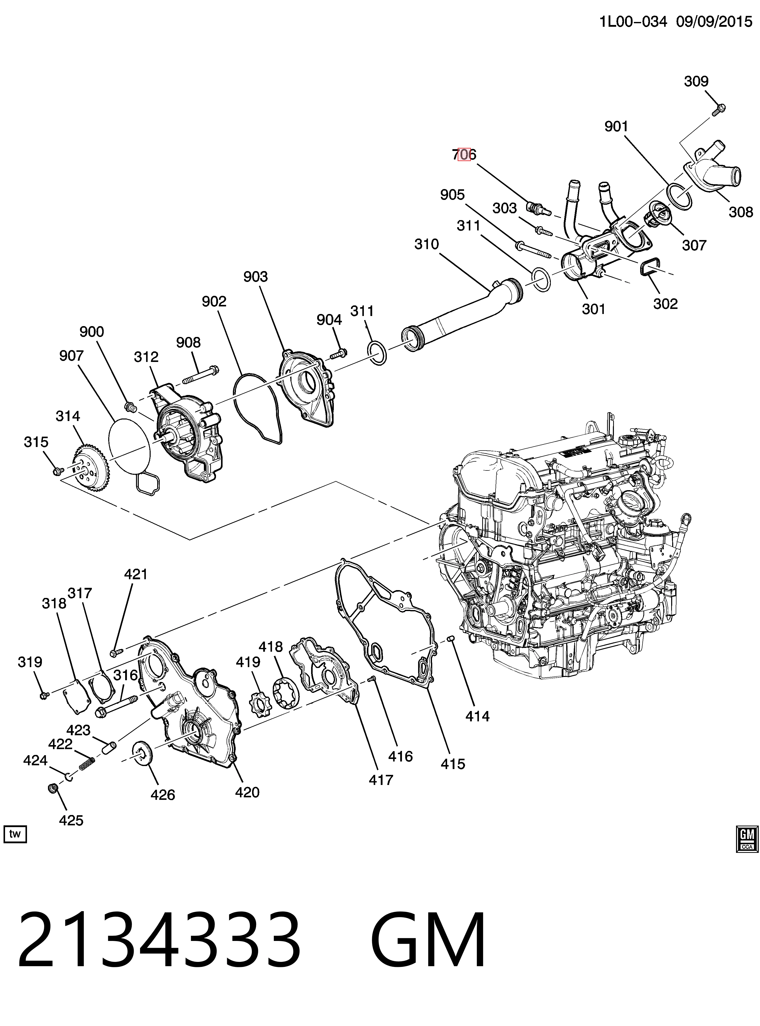 2134333 General Motors Sensor temperatura refrigerante