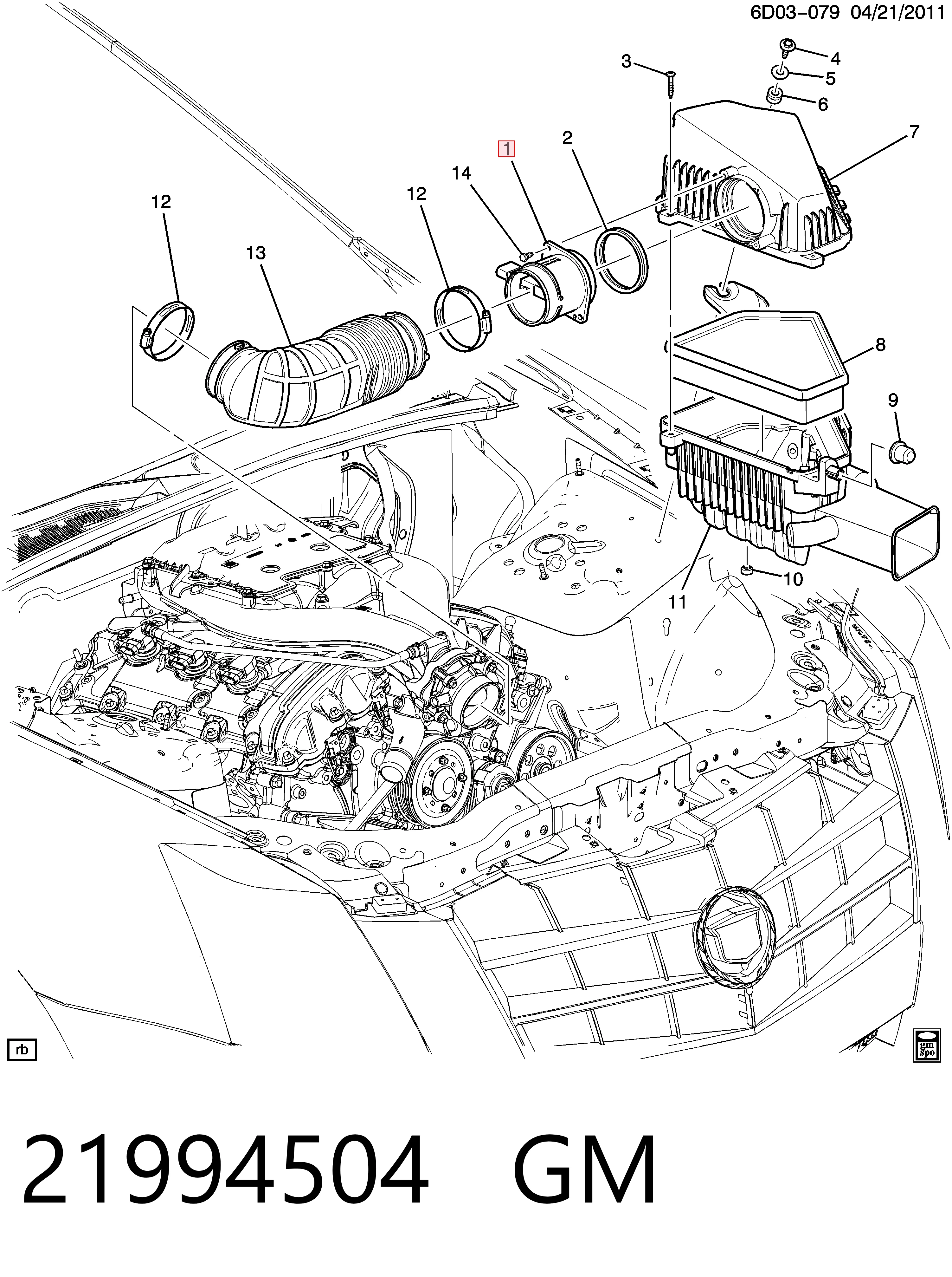 21994504 General Motors Sensor de flujo de aire