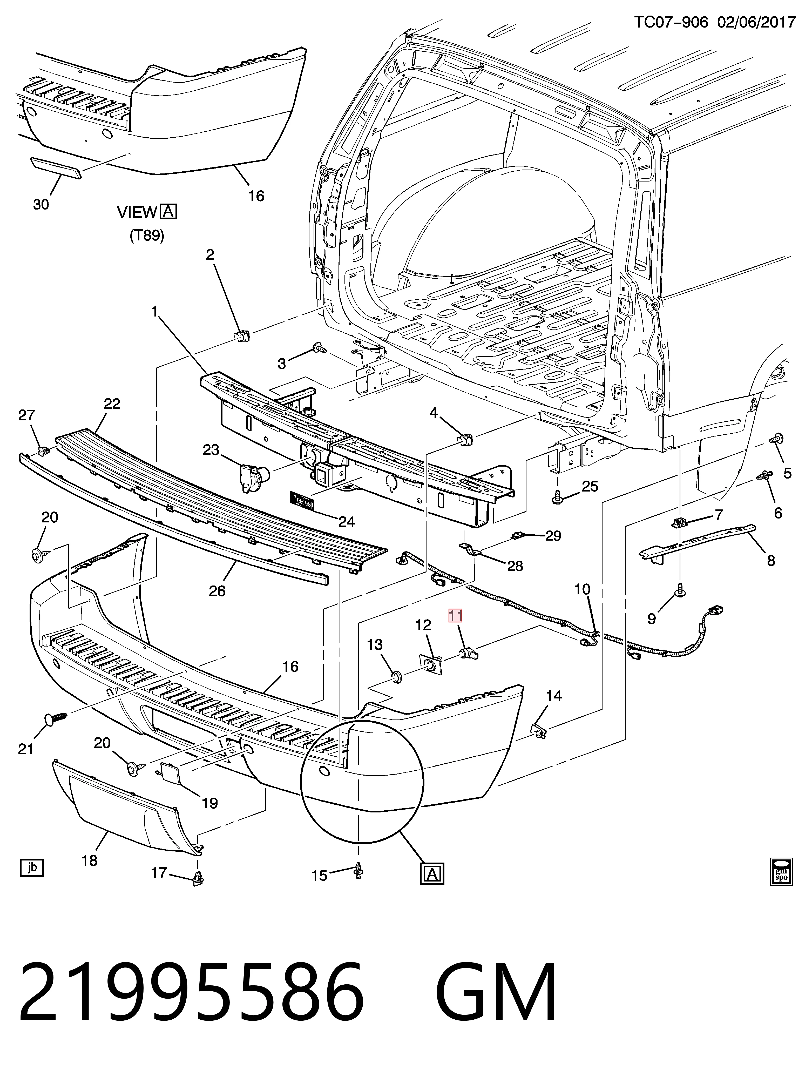 21995586 General Motors Sensor alarma de estacionamiento trasero 