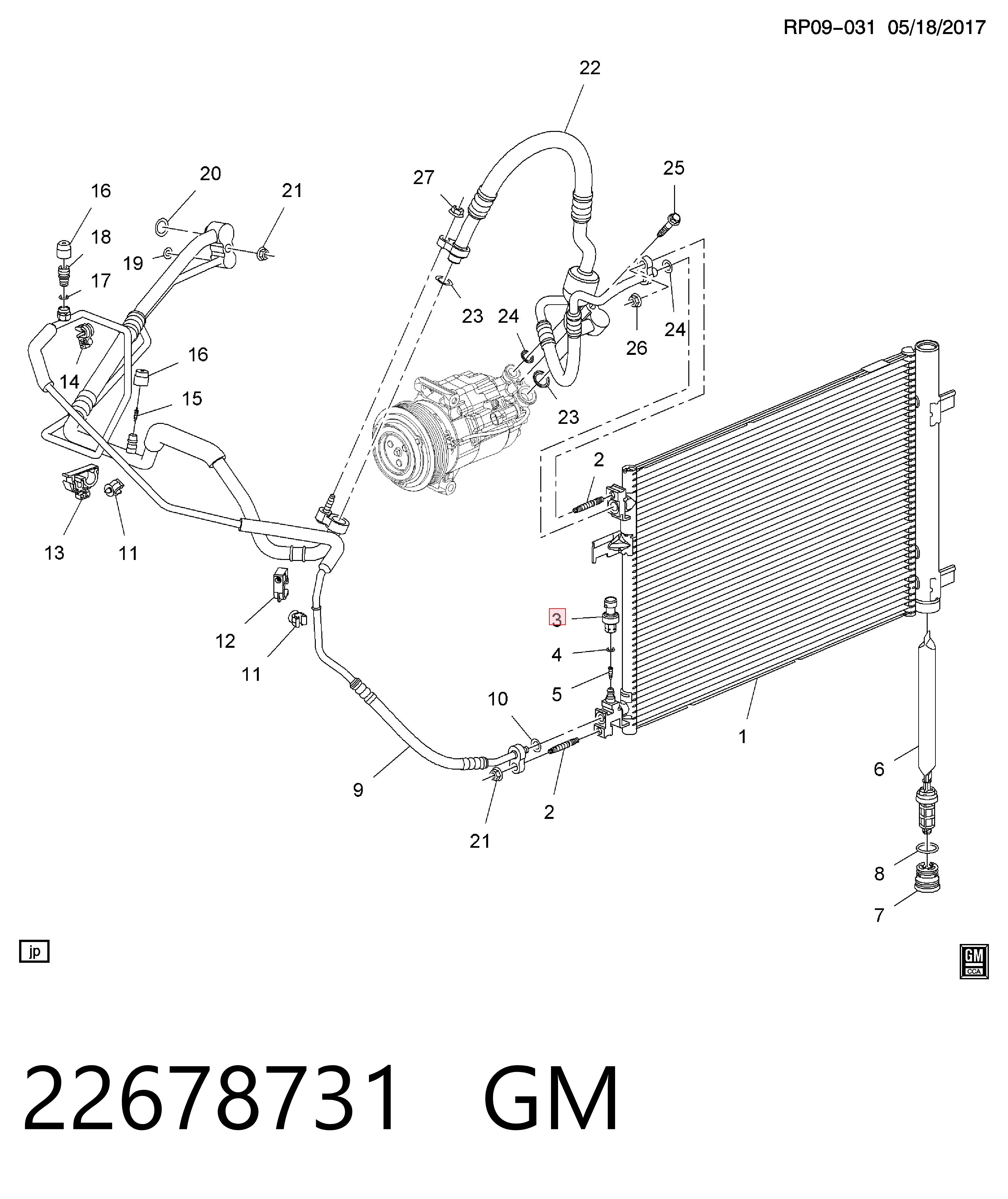 22678731 General Motors Sensor de baja presion aire acondicionado