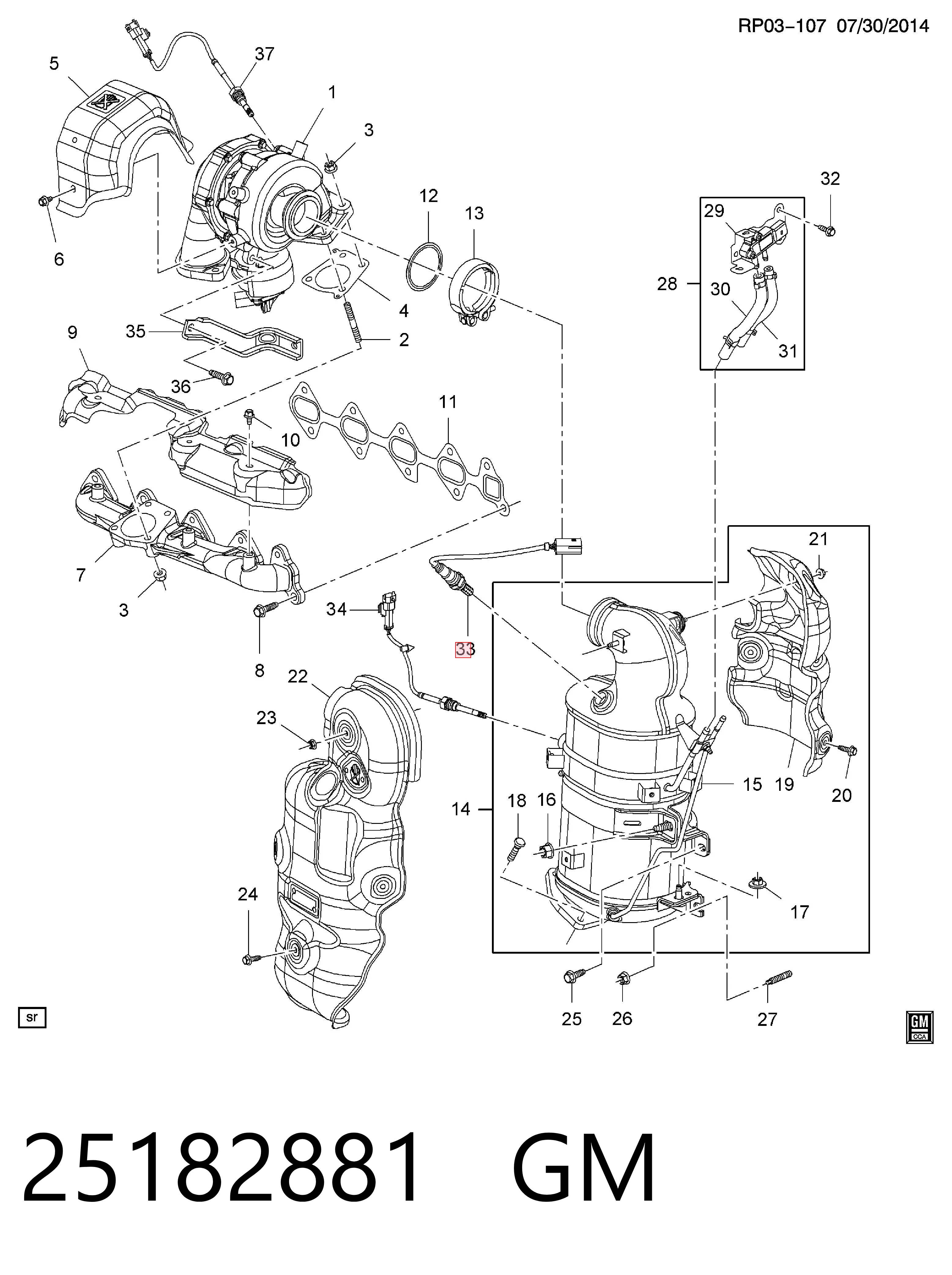 25182881 General Motors Sensor de oxígeno previo al catalizador