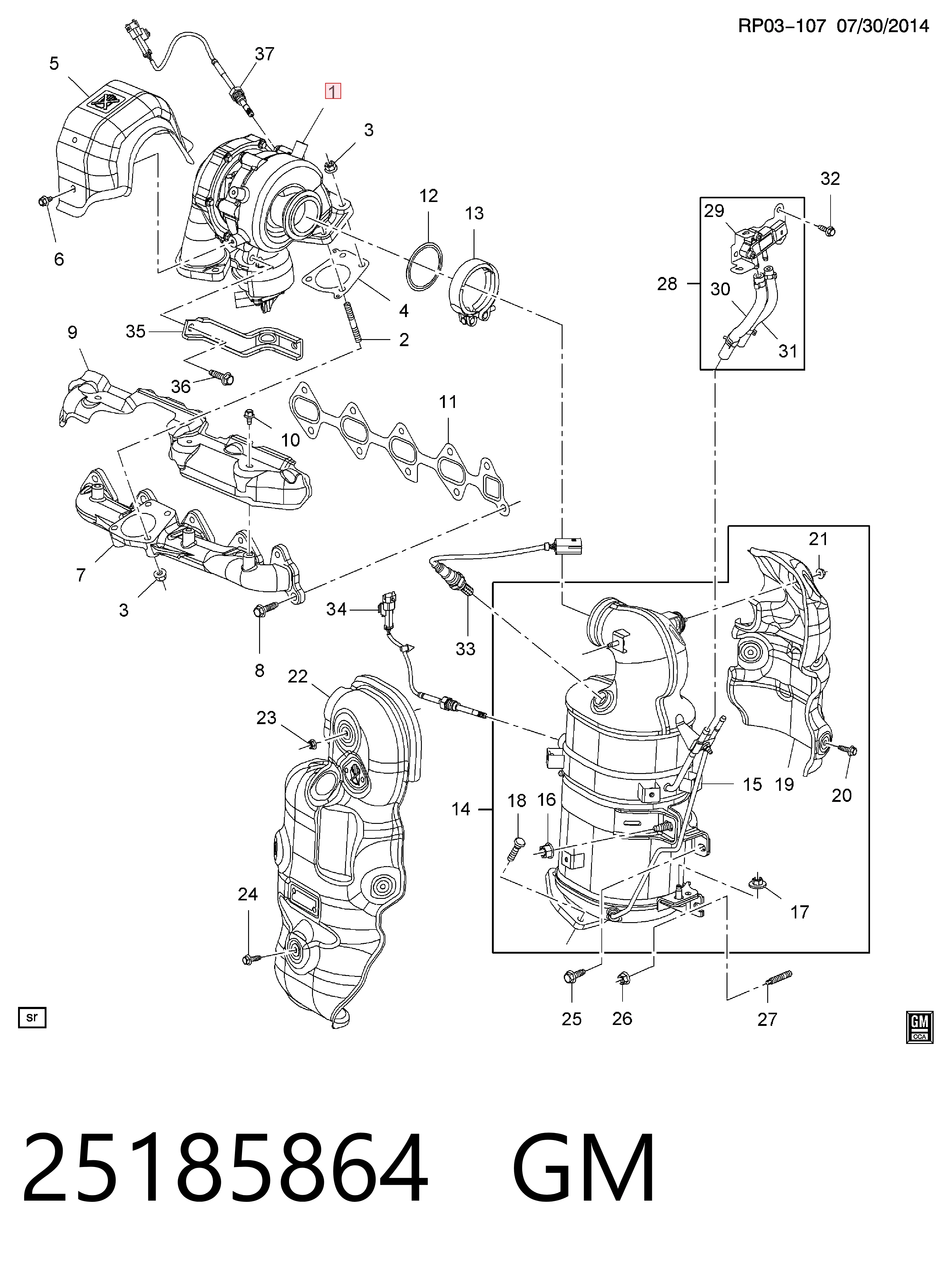 Turbo para motor para Chevrolet Cruze  J300
