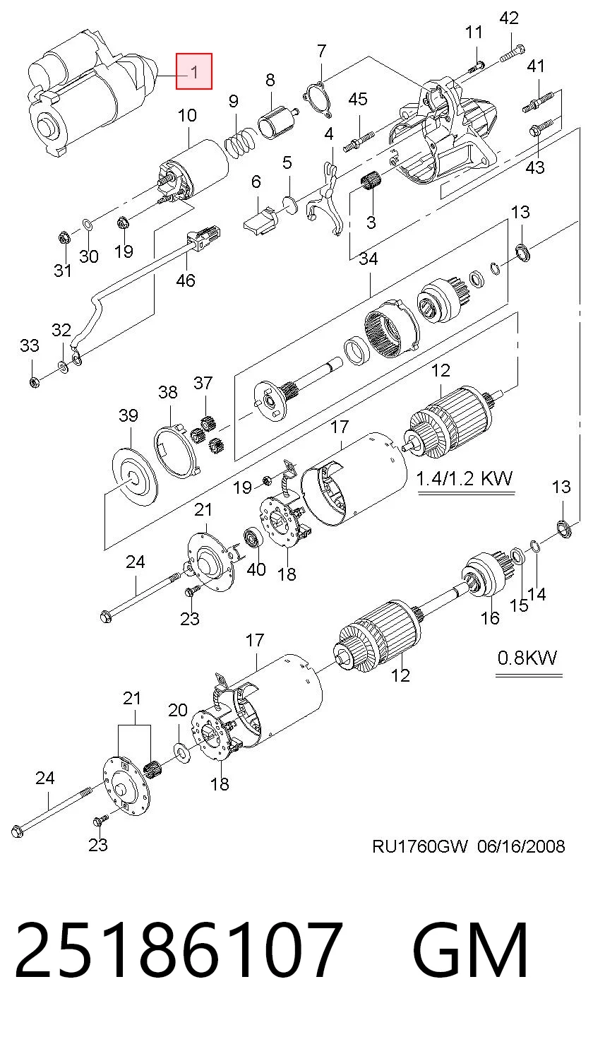 Motor de arranque 24436877 Ford
