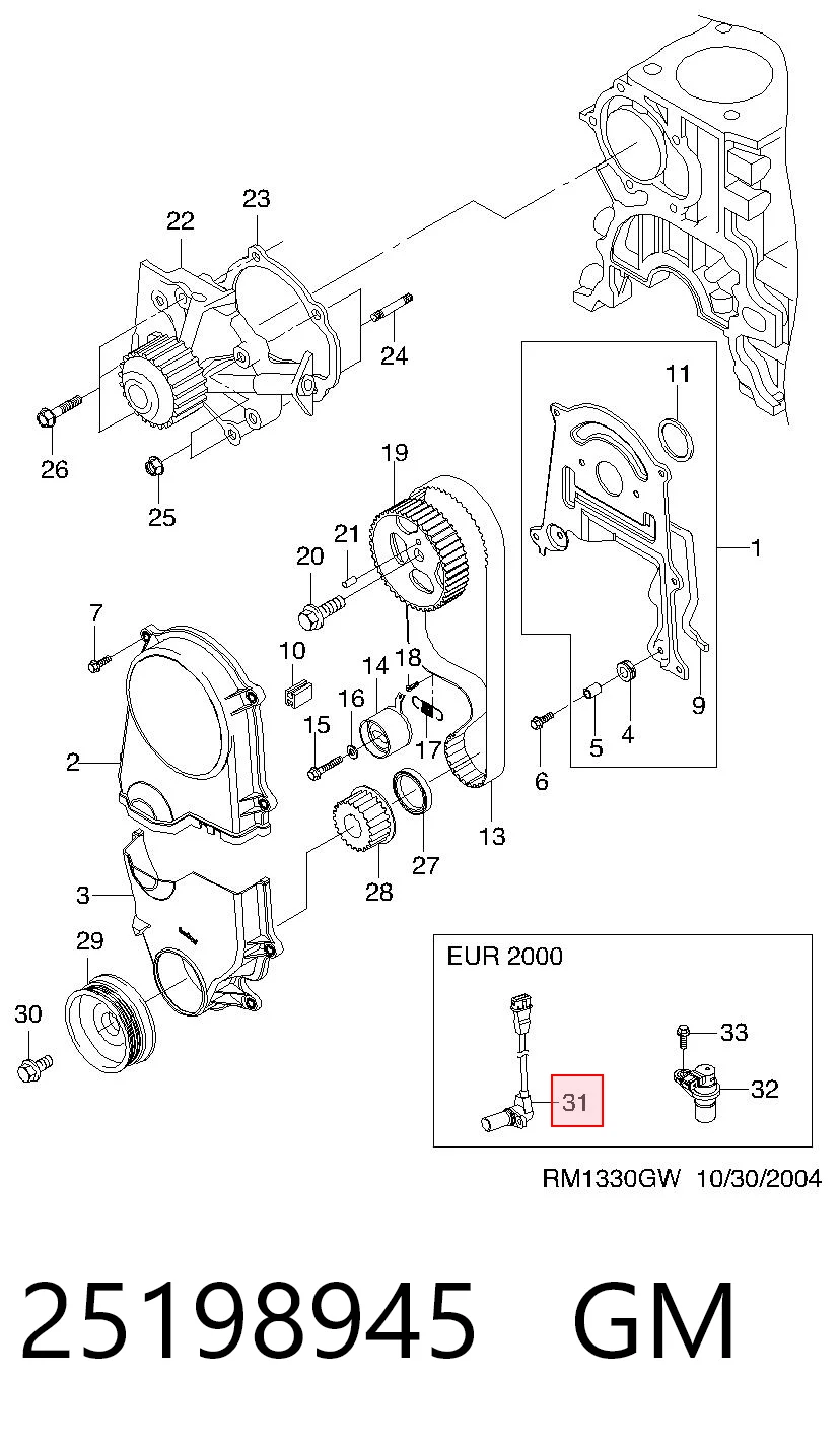  Sensor de cigüeñal Daewoo Matiz 