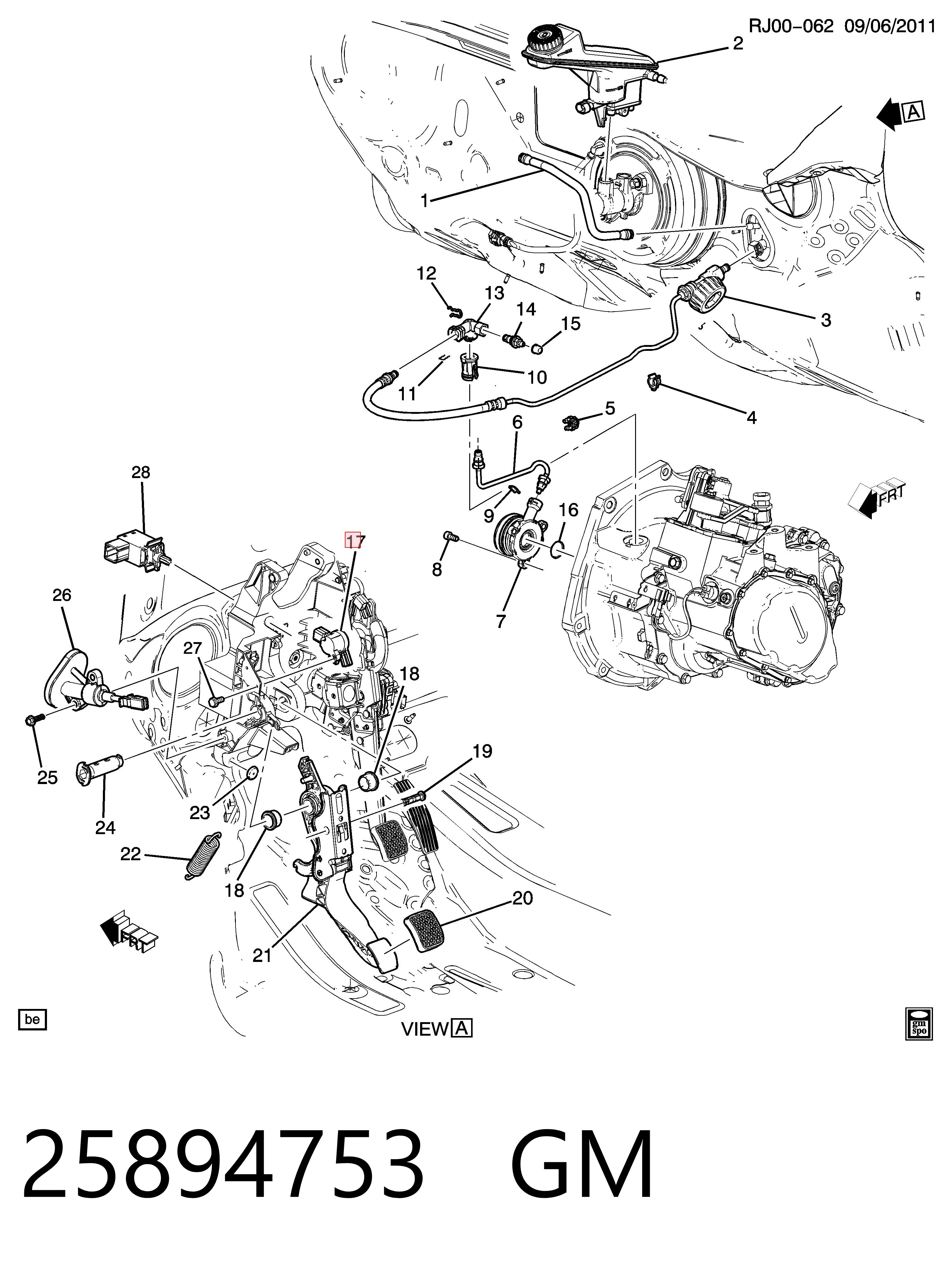 Sensor de posición del pedal de embrague 25894753 Peugeot/Citroen