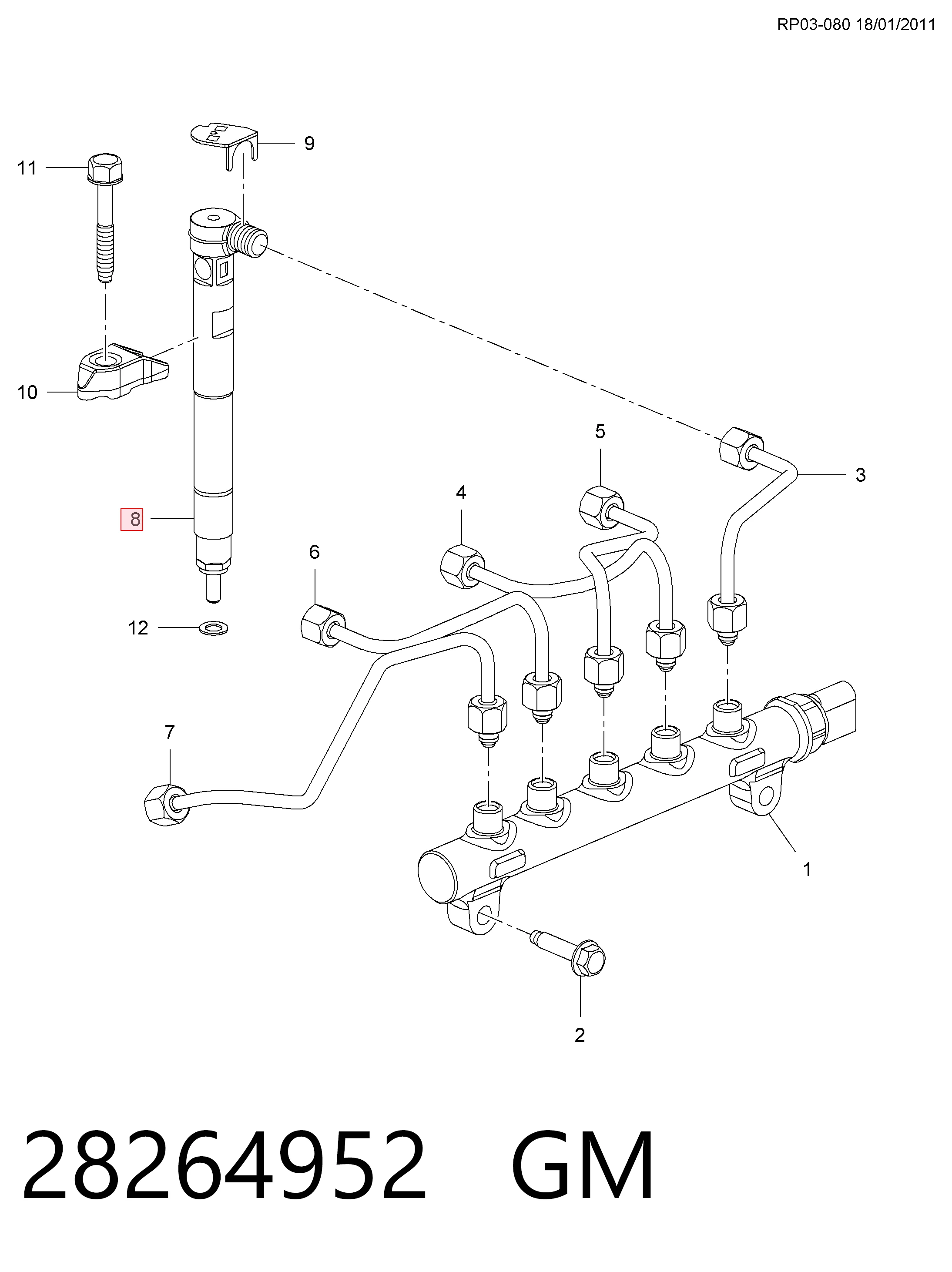 28264952 General Motors Inyector de combustible
