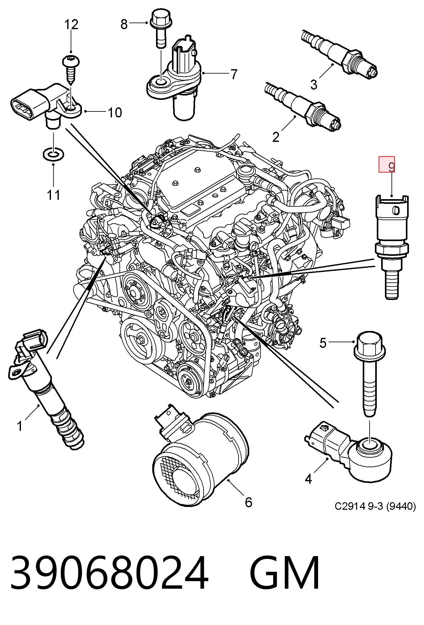 Sensor de temperatura del líquido refrigerante 39068024 GM