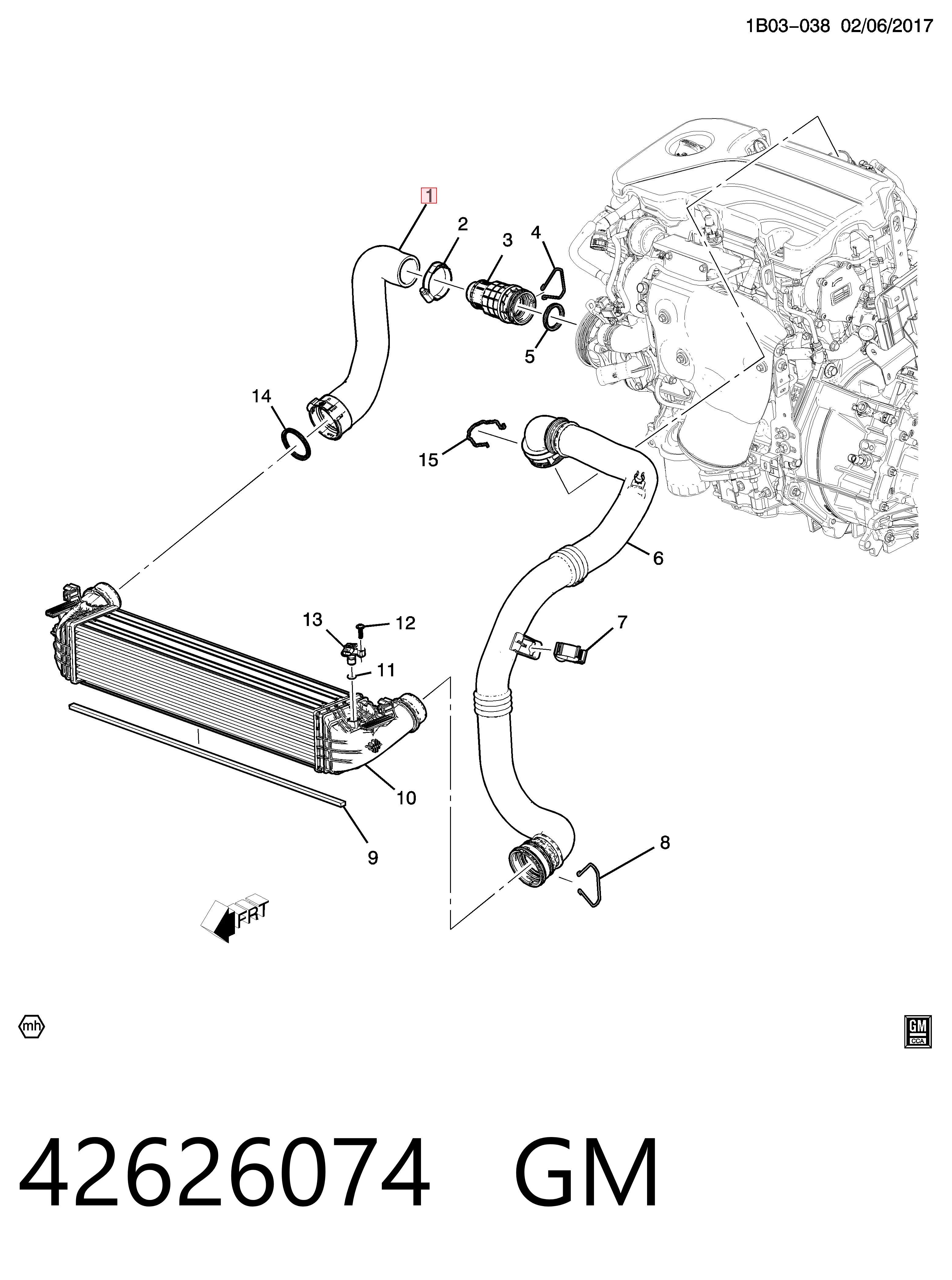 42626074 General Motors Manguera del intercooler