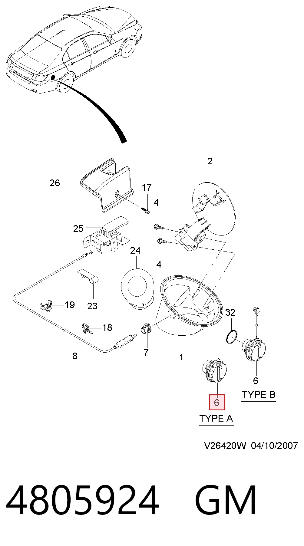 Tapa de depósito de combustible para Chevrolet Epica V250