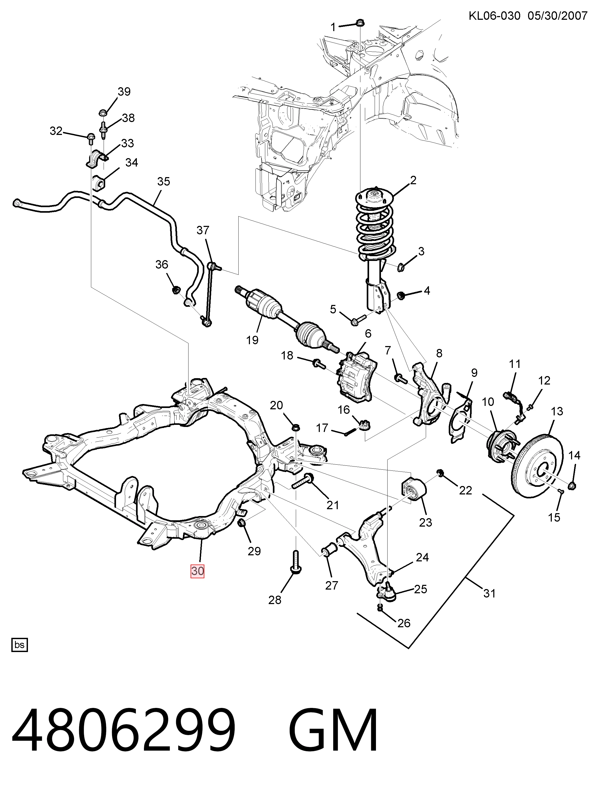 Subchasis delantero soporte motor 4806299 GM