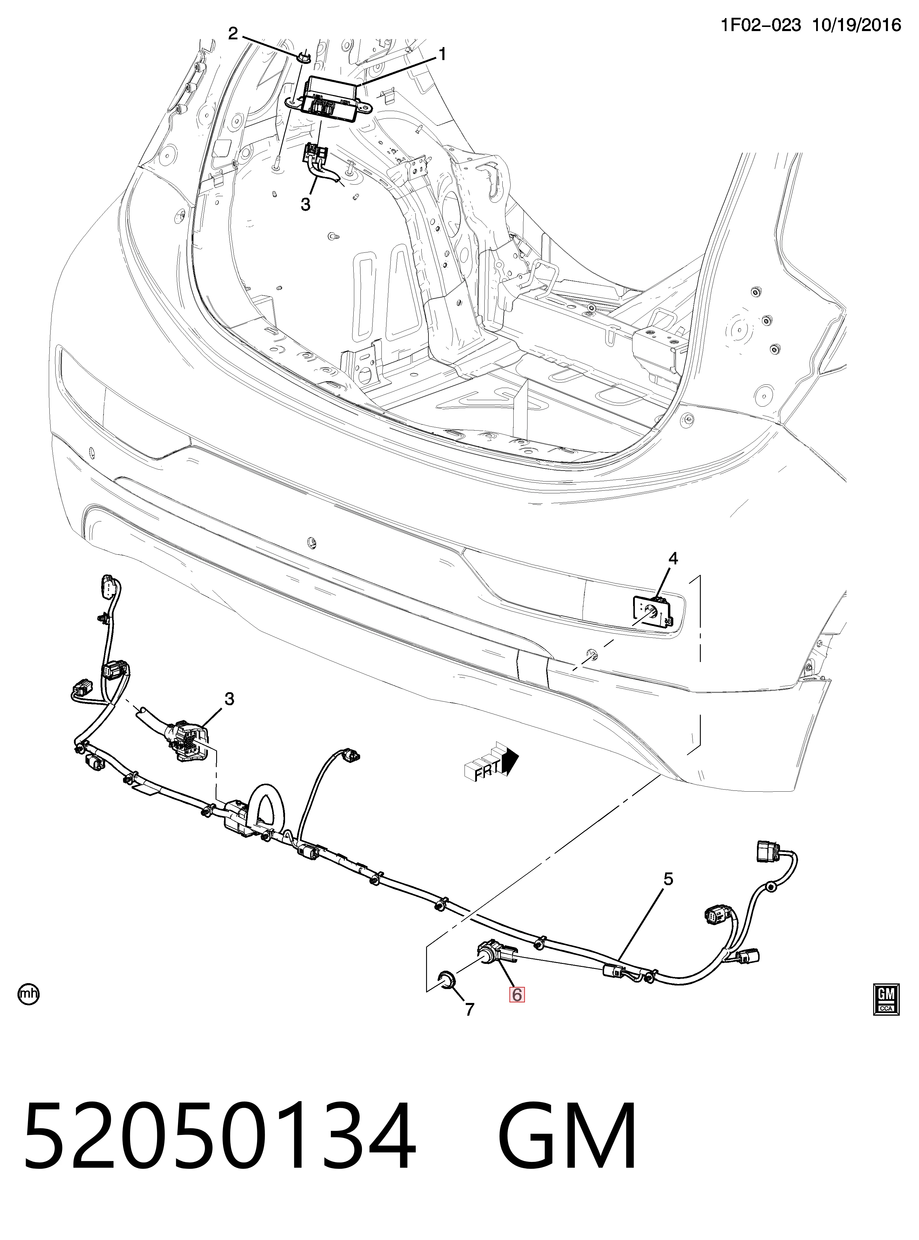 52050134 General Motors Sensor alarma de estacionamiento trasero 