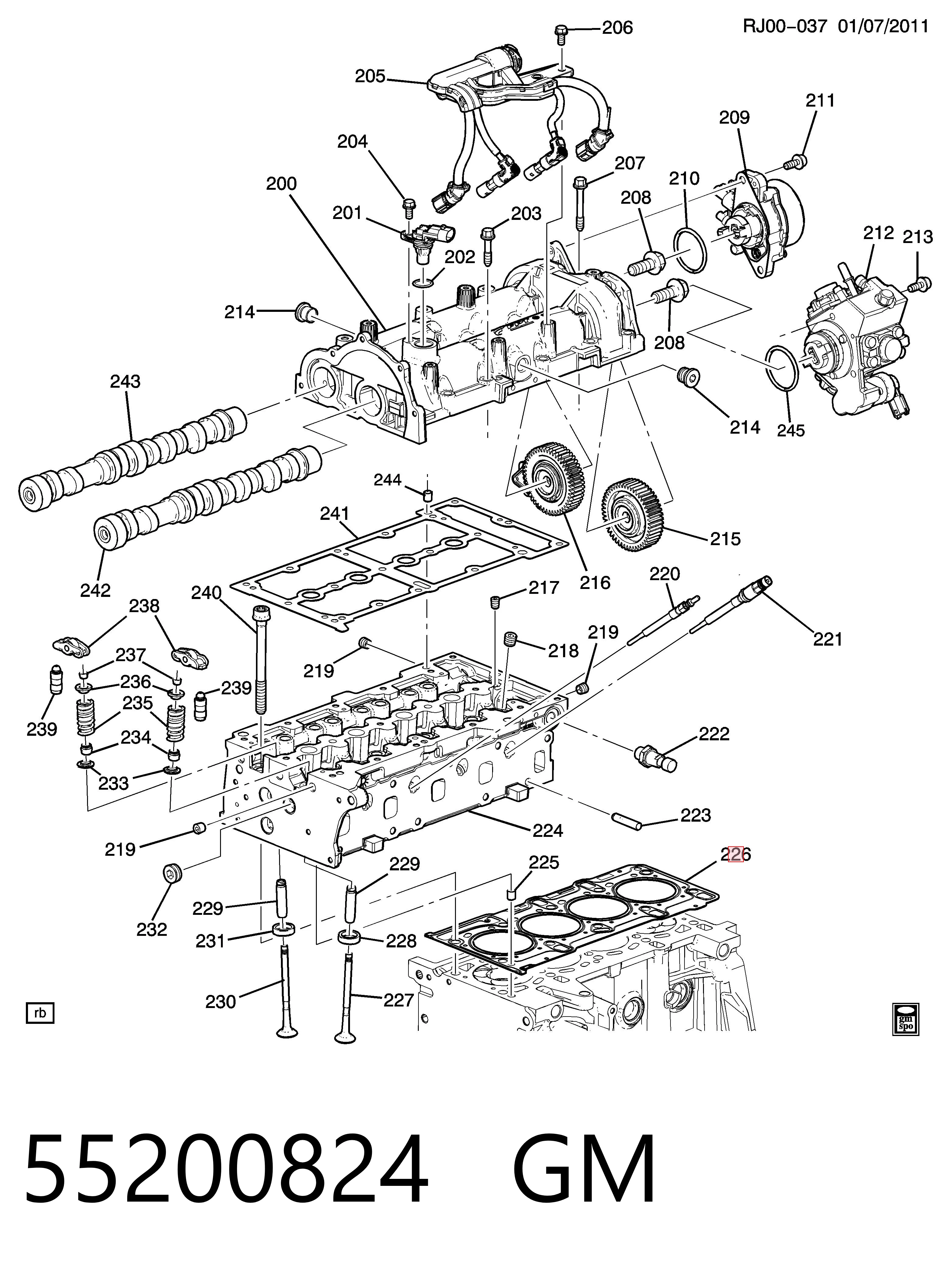 Empaquetadura de culata para Opel Combo B 