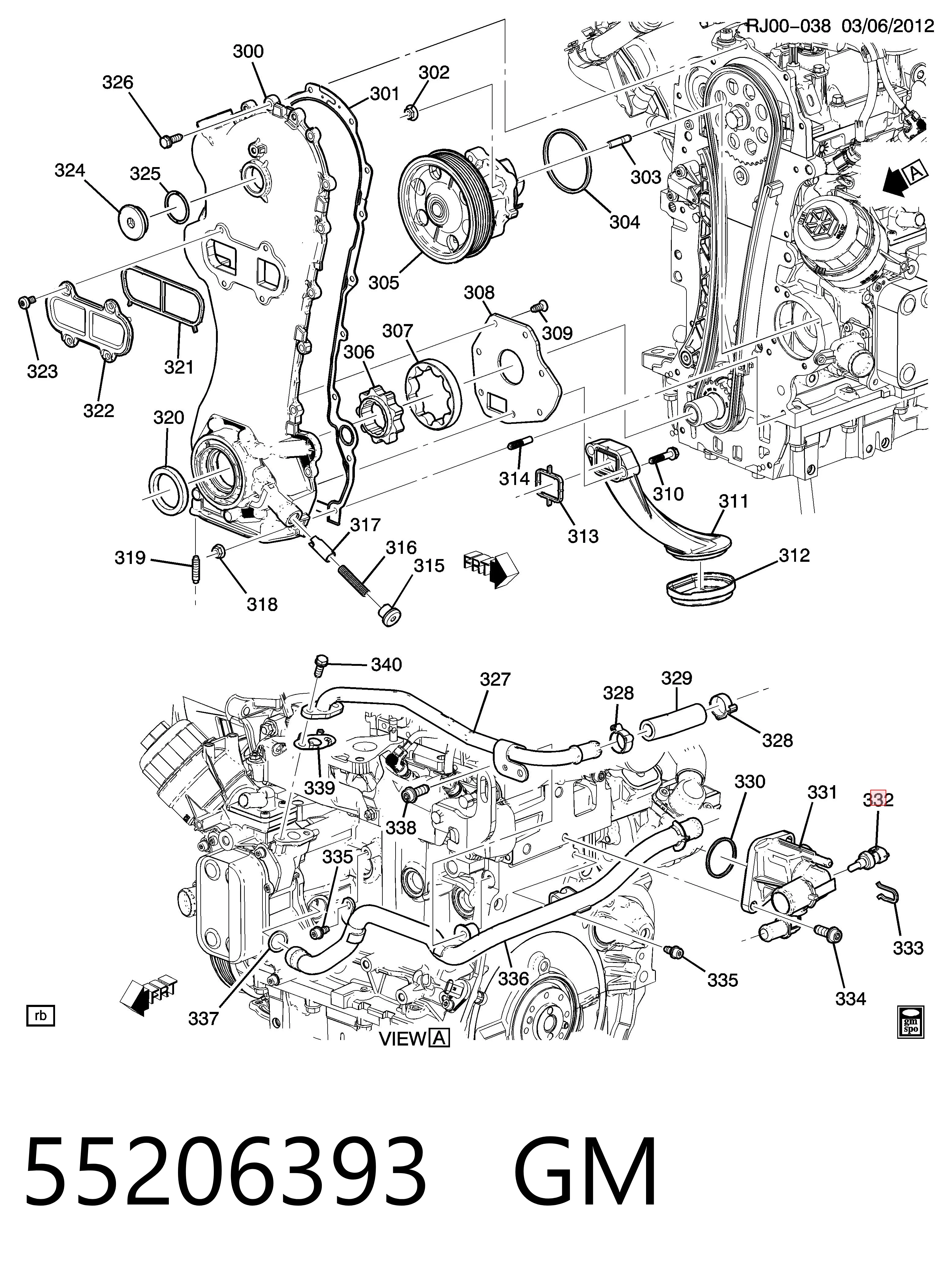 Sensor de temperatura del líquido refrigerante 55206393 GM
