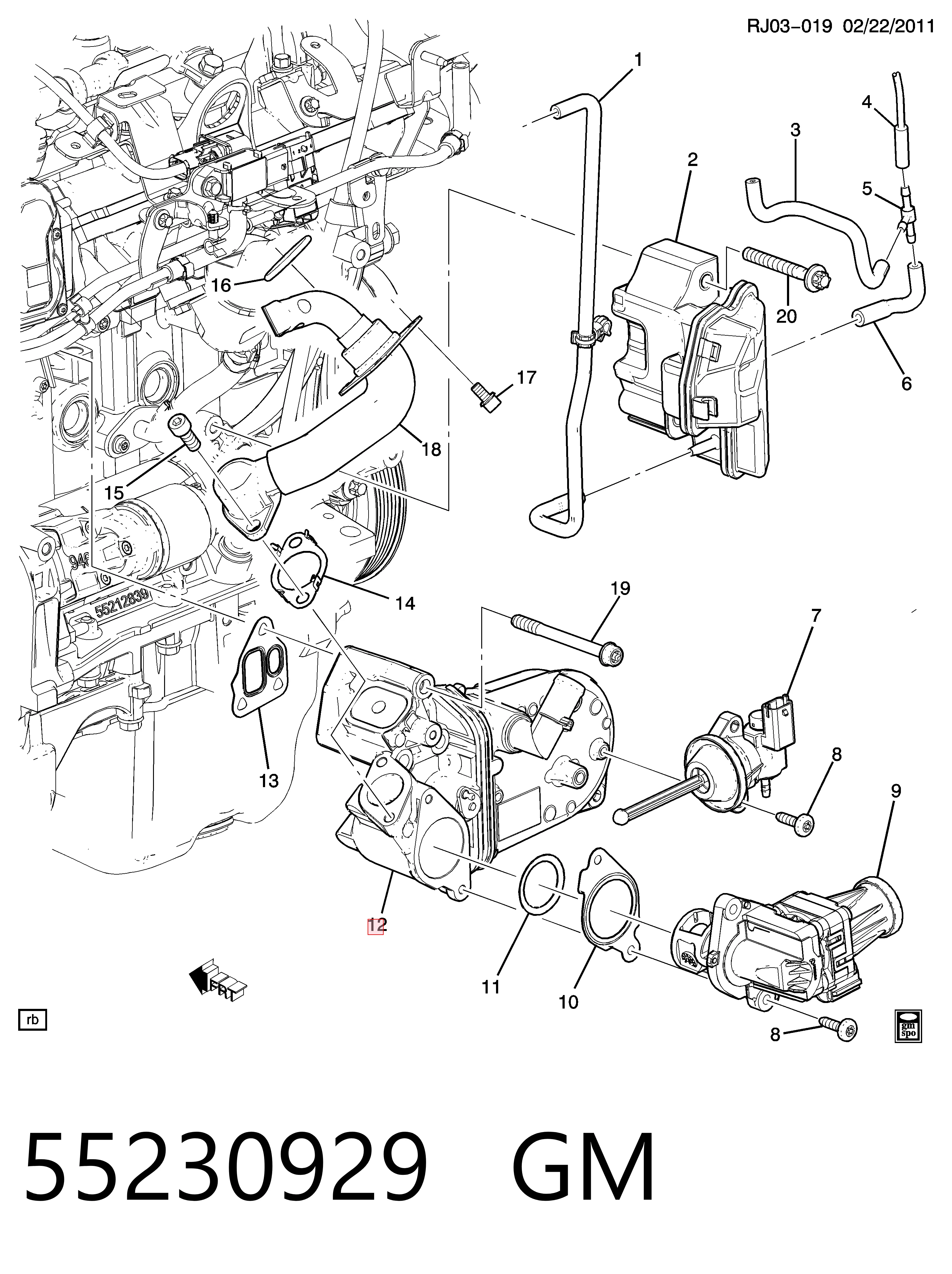 Enfriador de recirculación de gases de escape EGR Peugeot/Citroen 55230929