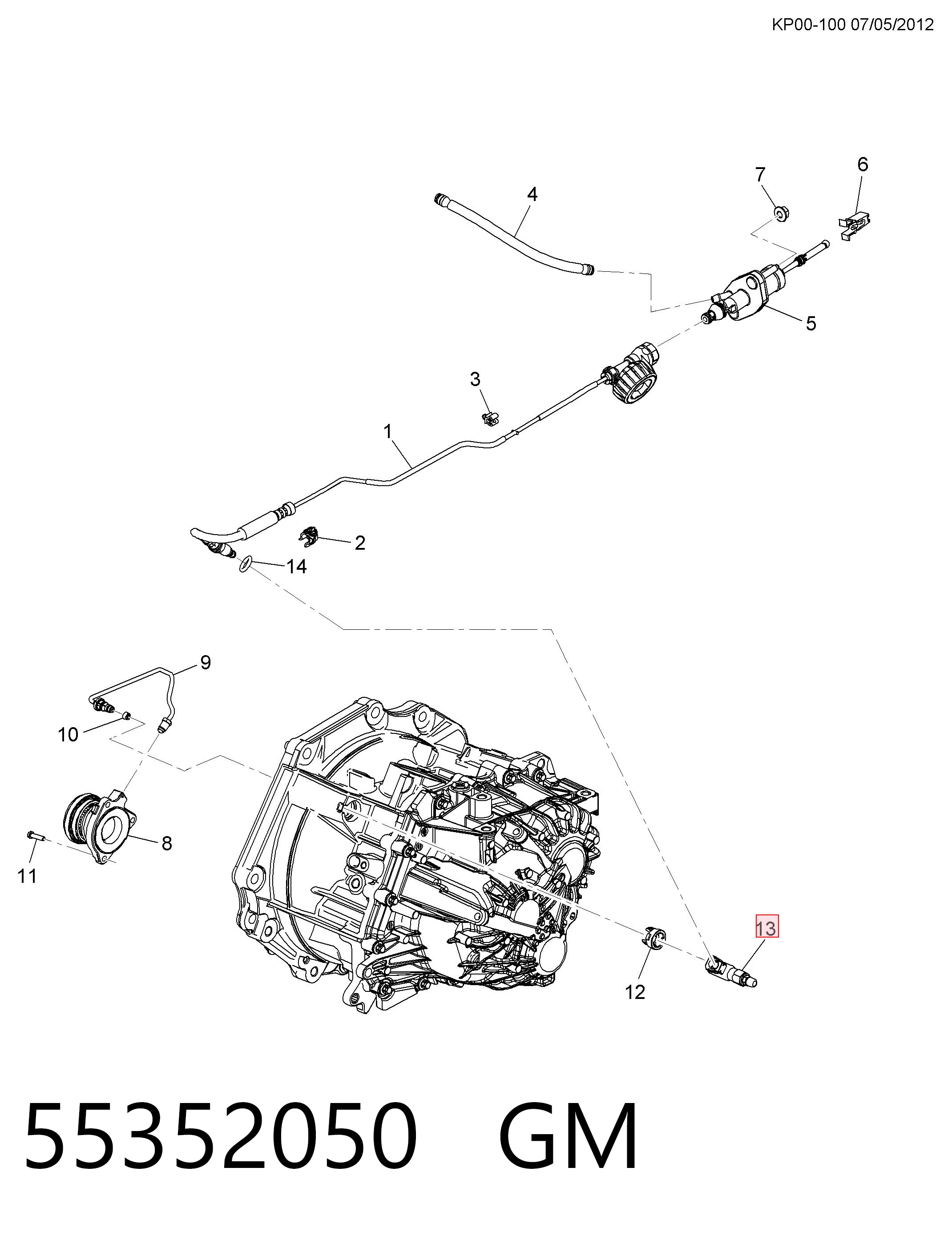 55352050 General Motors Té de tubo de embrague