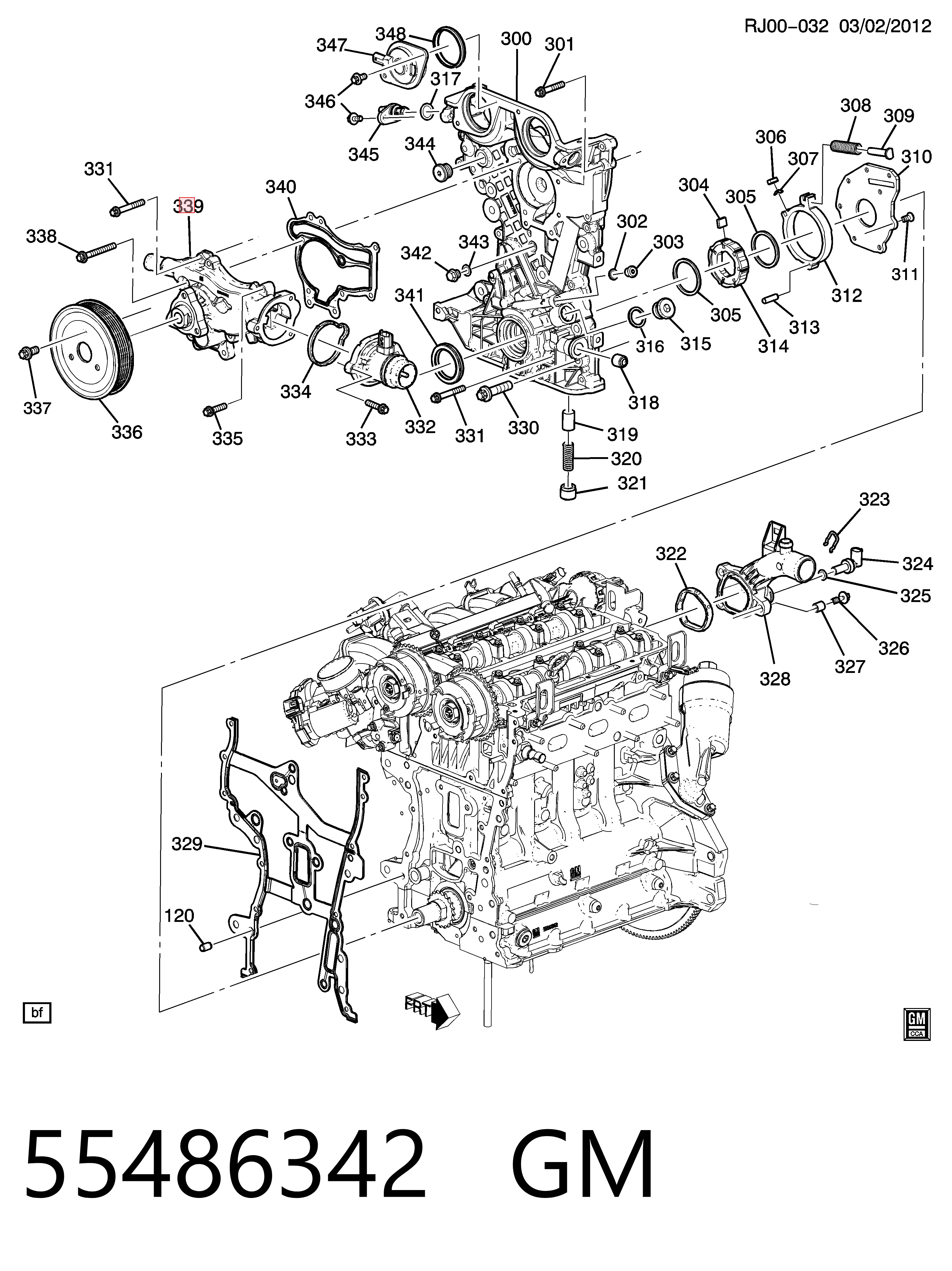 55486342 General Motors Bomba refrigerante coche