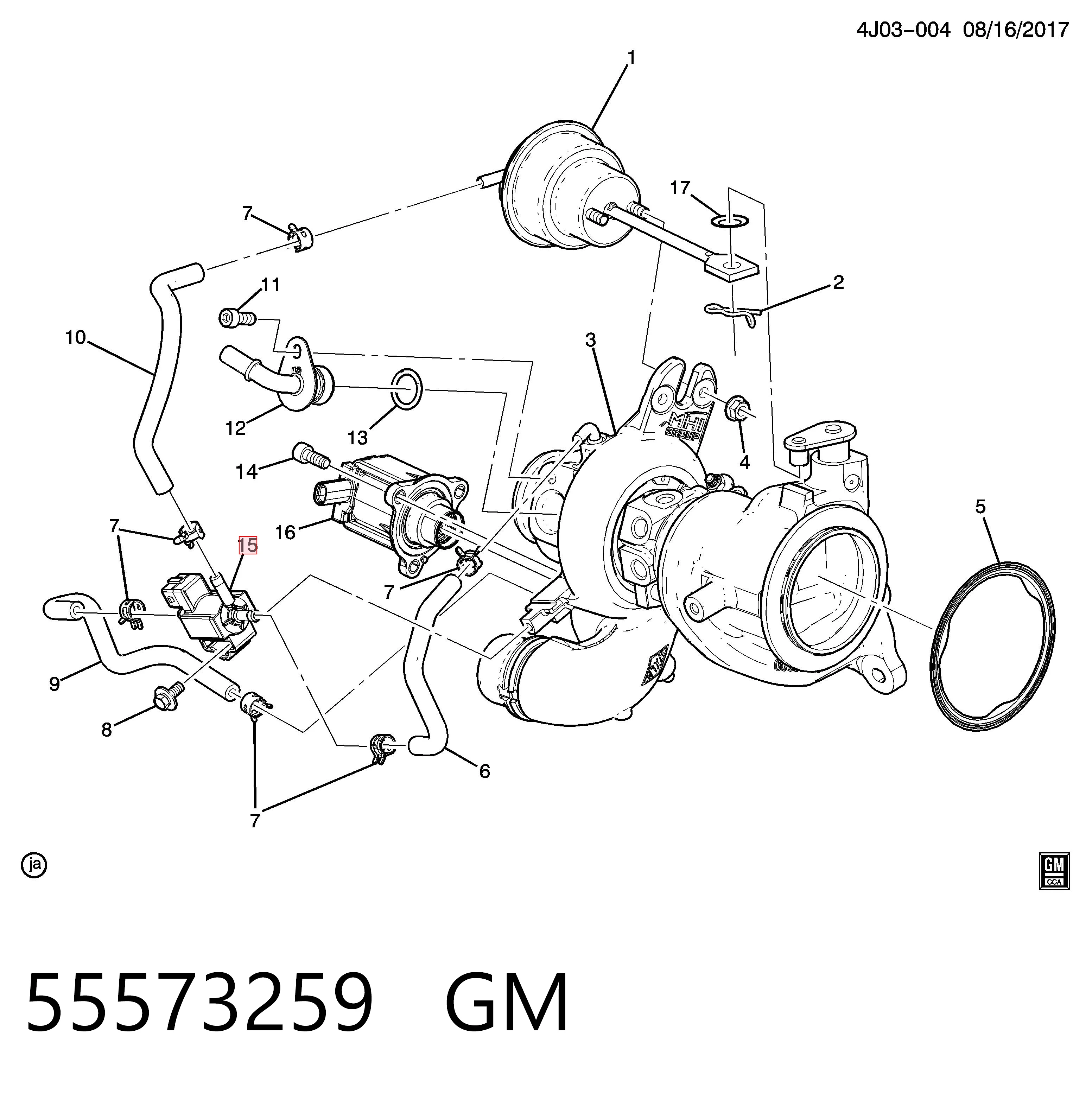 55573259 General Motors Válvula solenoide de control de presión de sobrealimentación