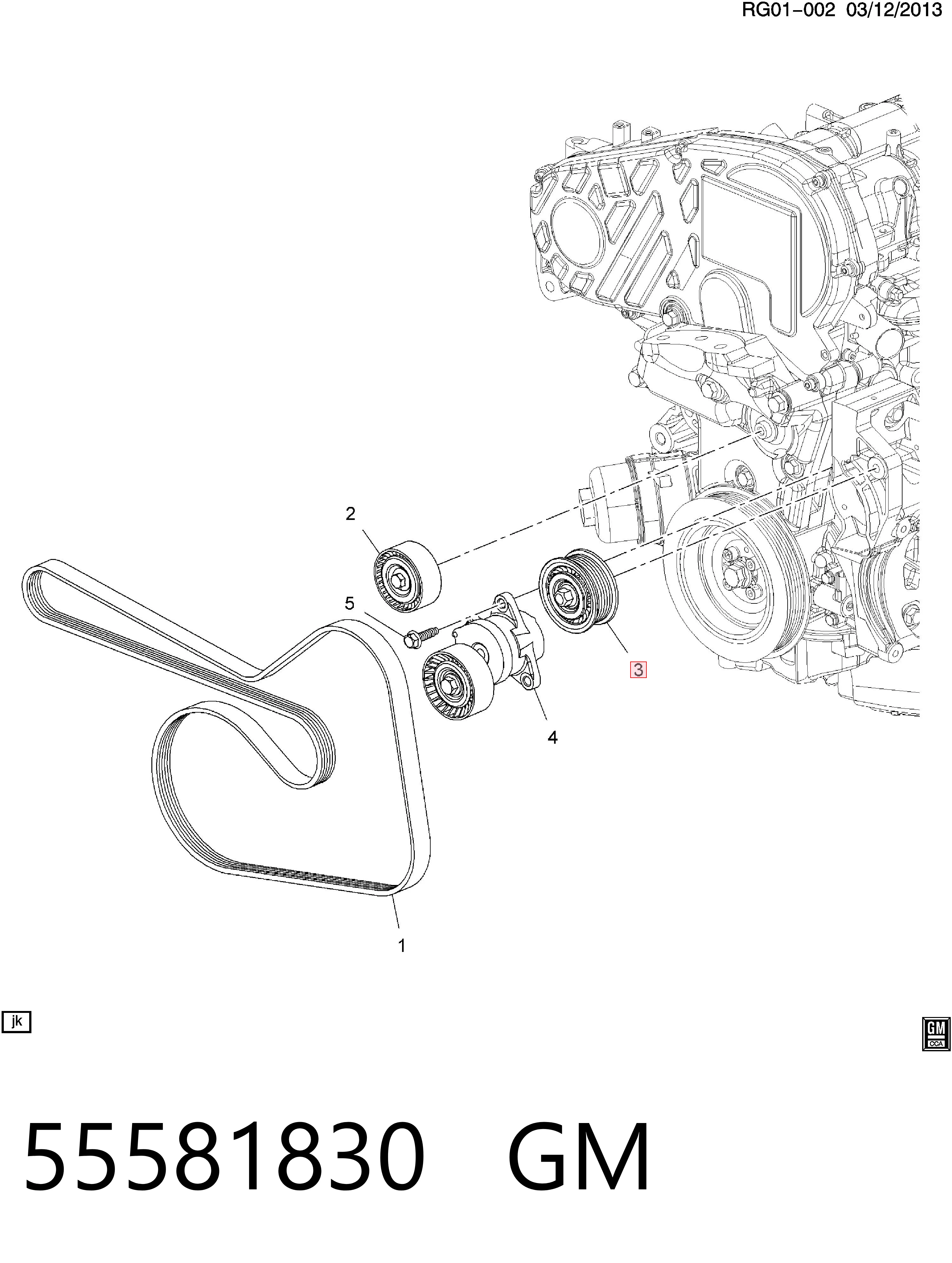 55581830 General Motors Polea guía correa poli V